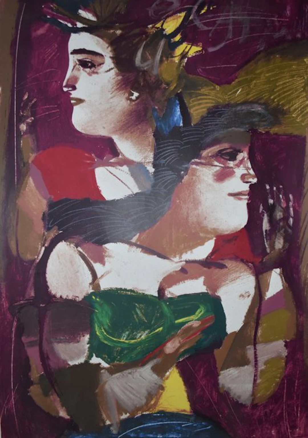 Dimitris Mytaras (1934-2017) - Due donne. Grande serigrafia.
