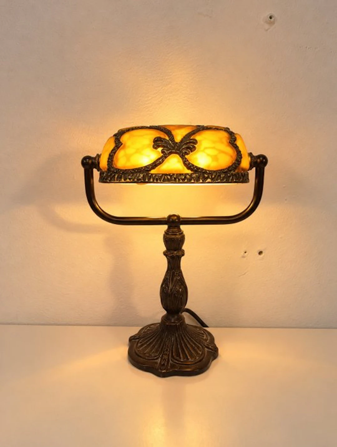 Table lamp - Tiffany-style banker's lamp - Glaze - Banker's lamp