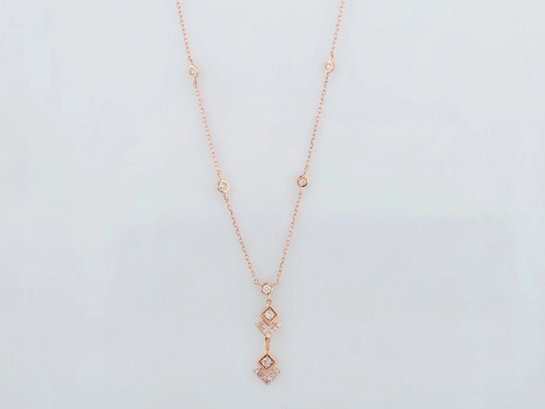 Necklace - 14 kt. Rose gold - 0.28ct. tw. Diamond (Natural)
