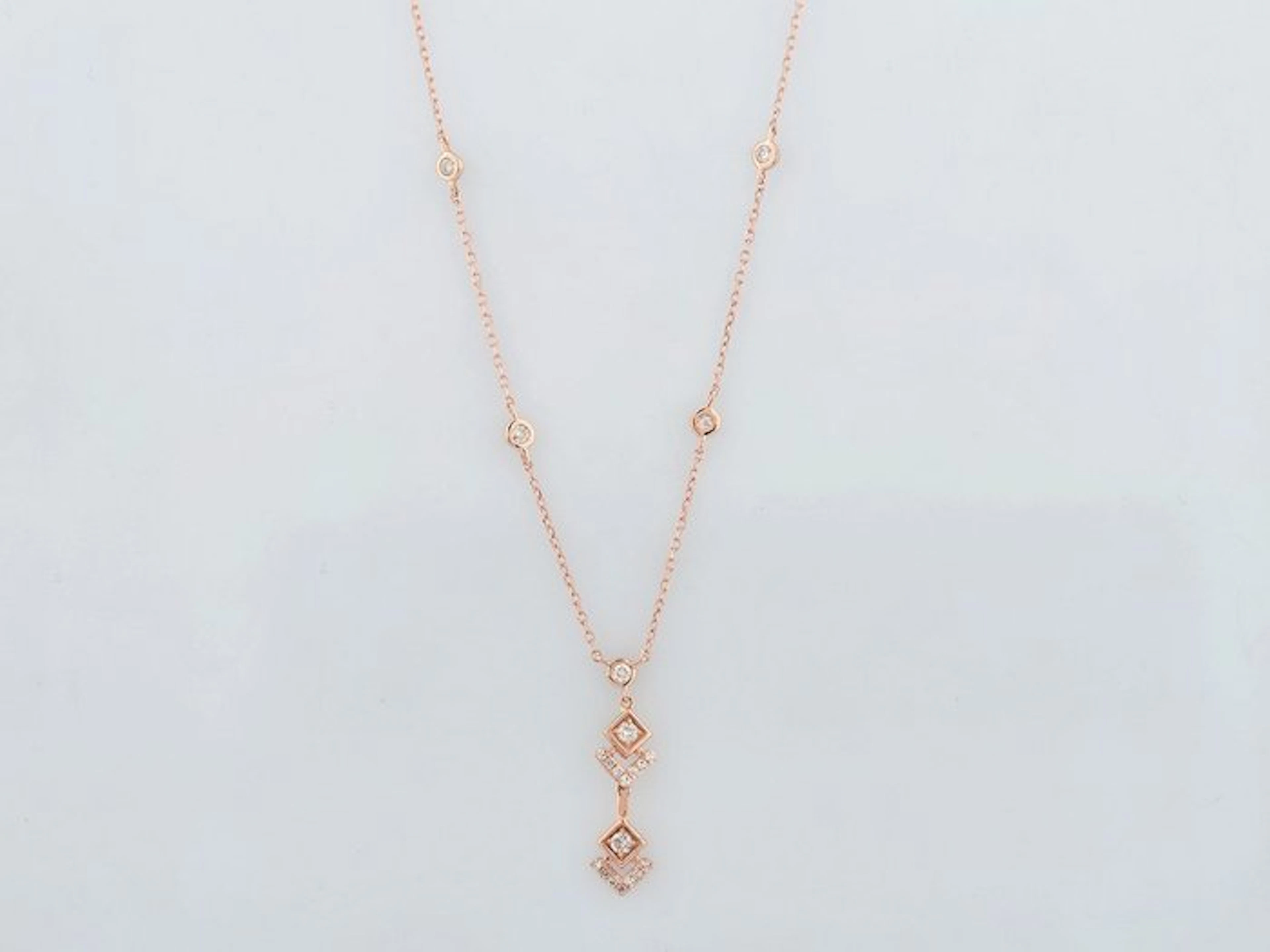 Necklace - 14 kt. Rose gold - 0.28ct. tw. Diamond (Natural)