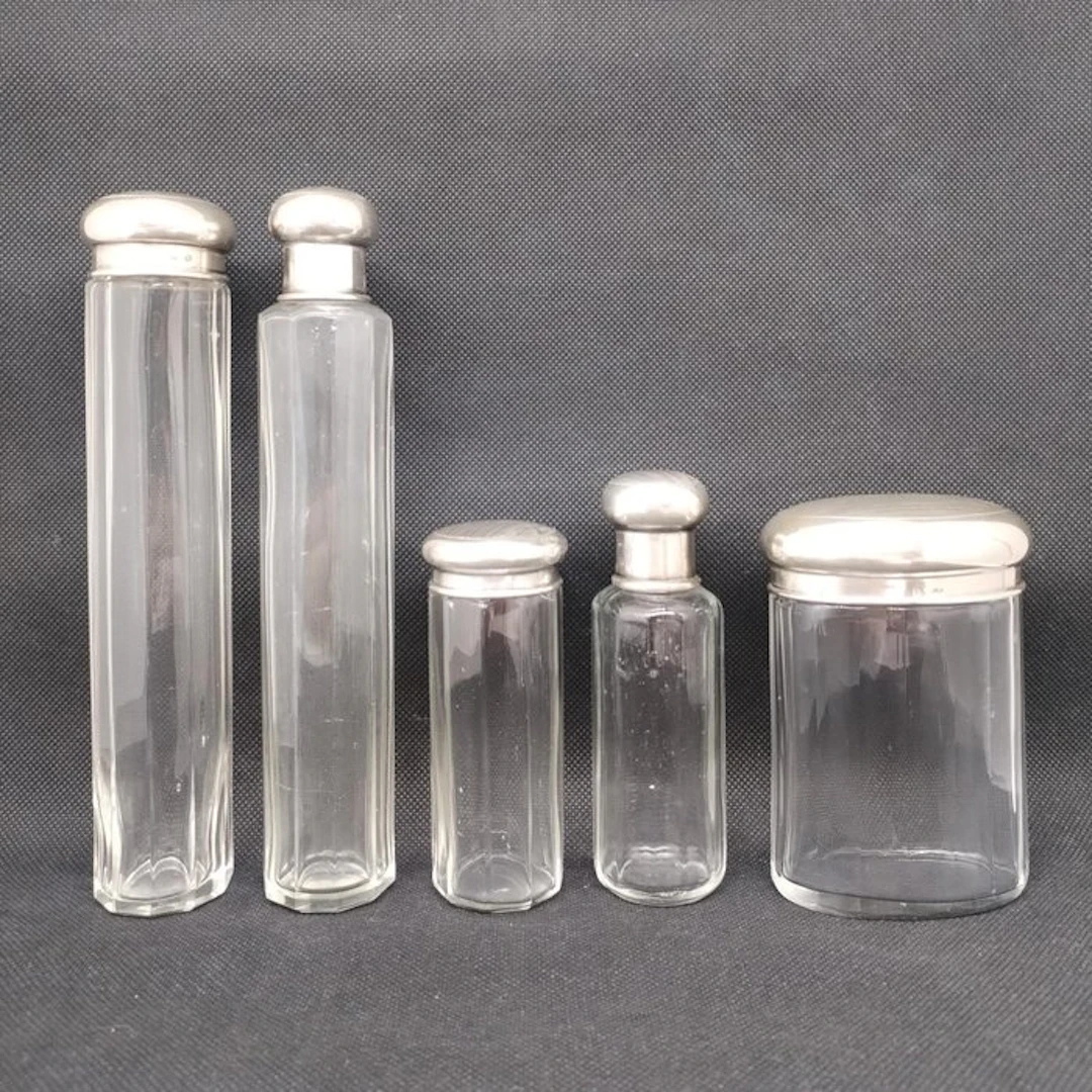 Cosmetic flask (5) - .900 silver, .800 silver