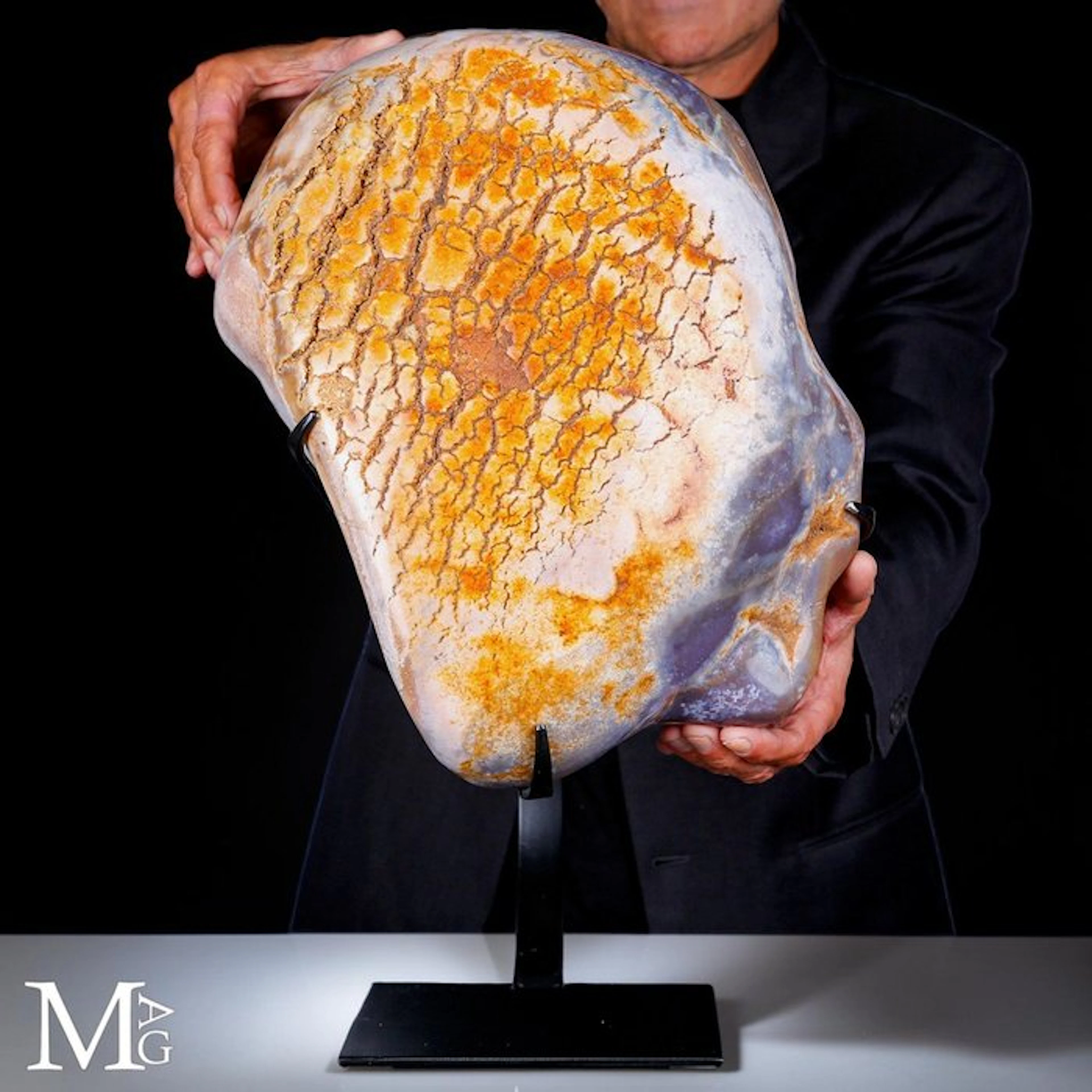 Botryoidal Chalcedony with Captivating Orange and Purple...
