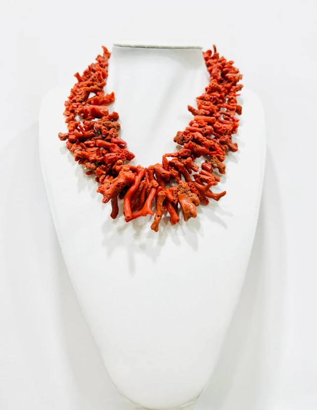Coral - Silver - Necklace