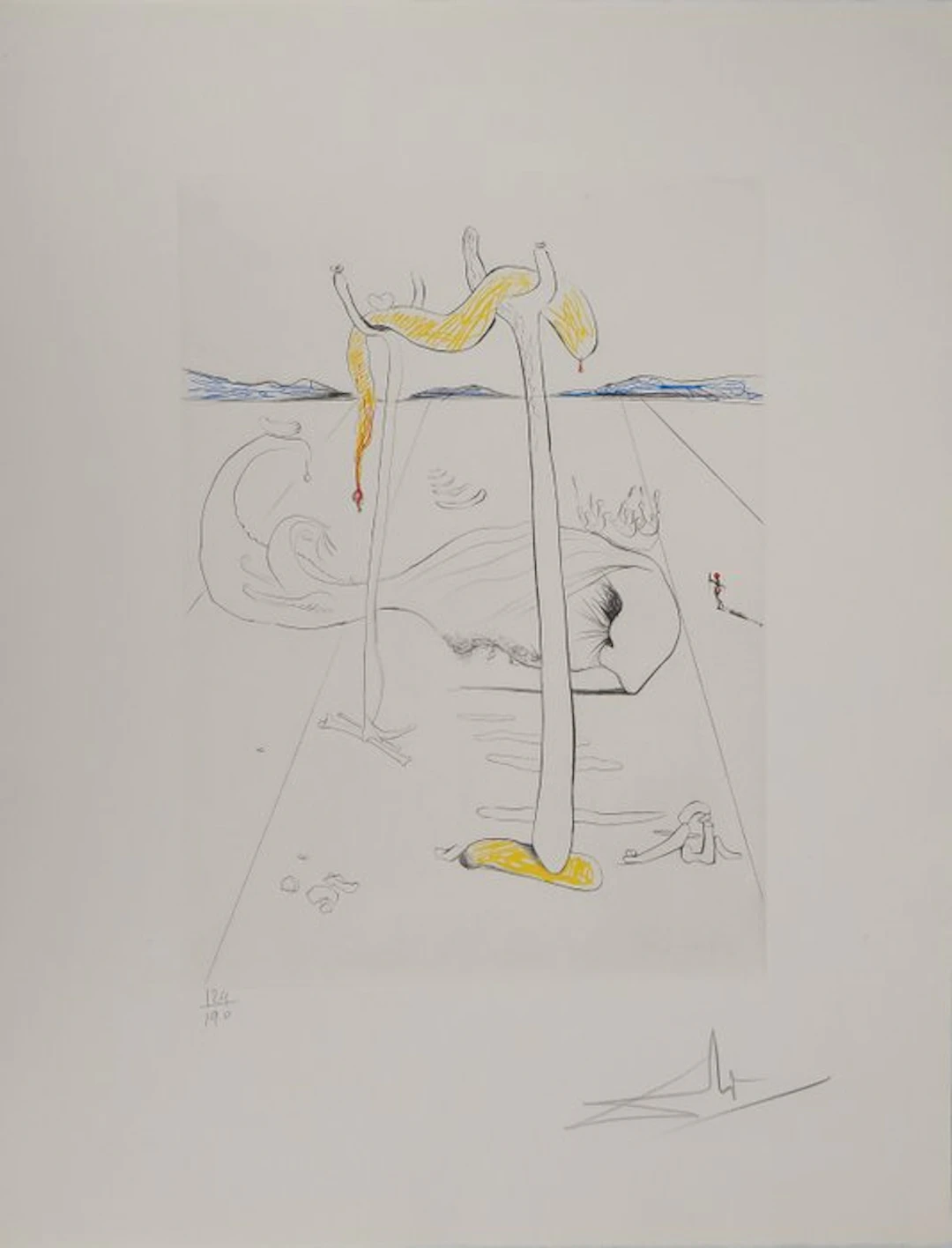 Salvador Dali (1904-1989) - Quevedo : Visage Mou et Béquille