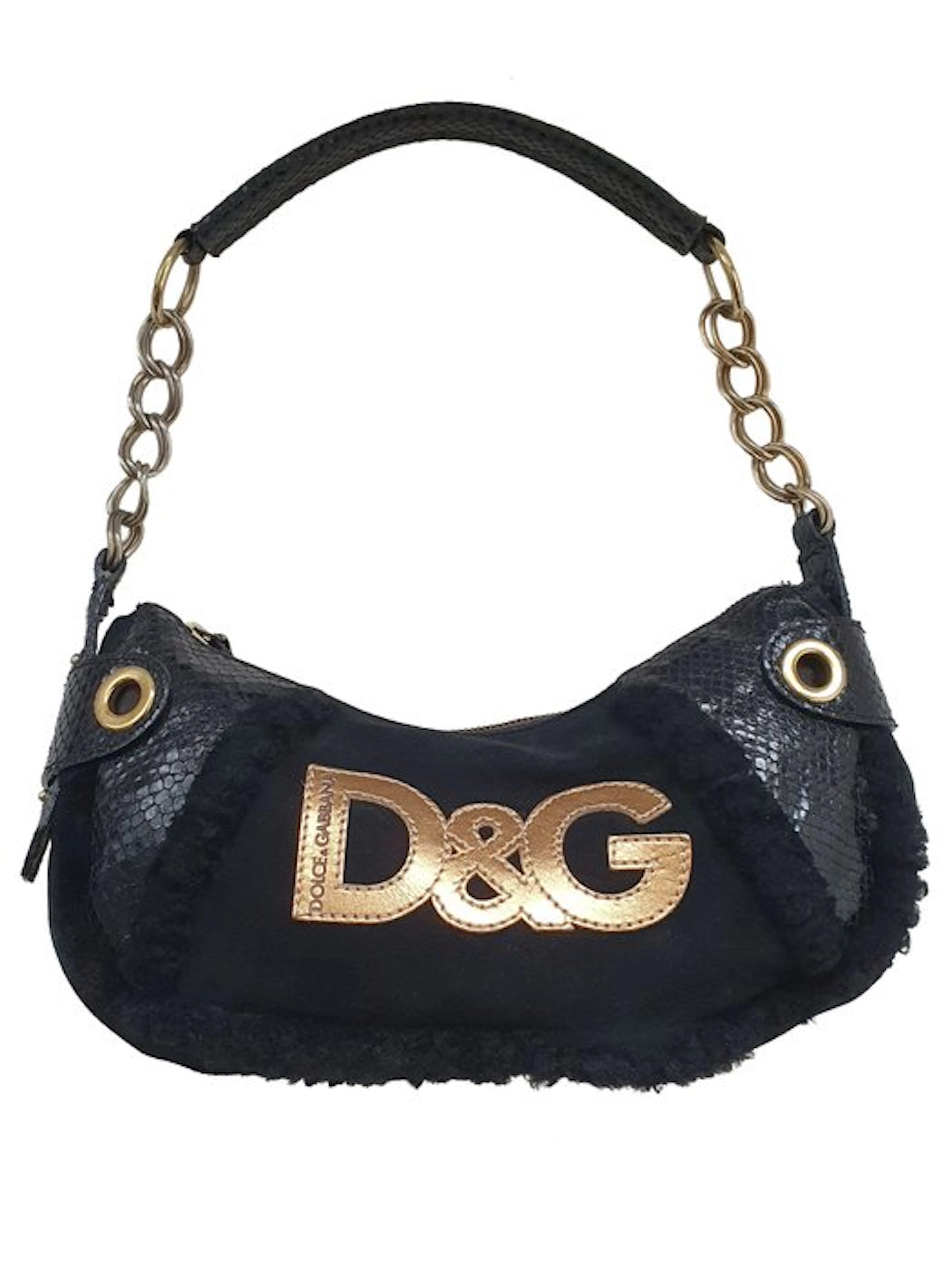 Dolce & Gabbana - Vintage D&G Shearling Trim Leather Bag Y2K - Shoulder bag