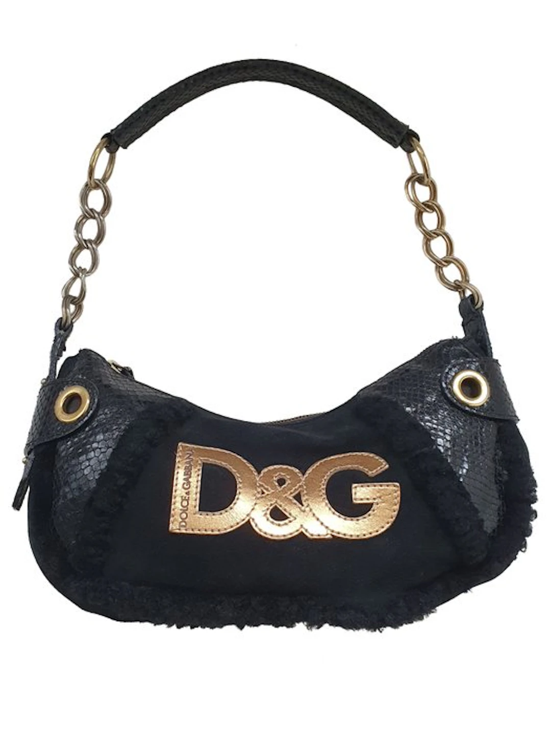 Dolce & Gabbana - Vintage D&G Shearling Trim Leather Bag Y2K - Shoulder bag