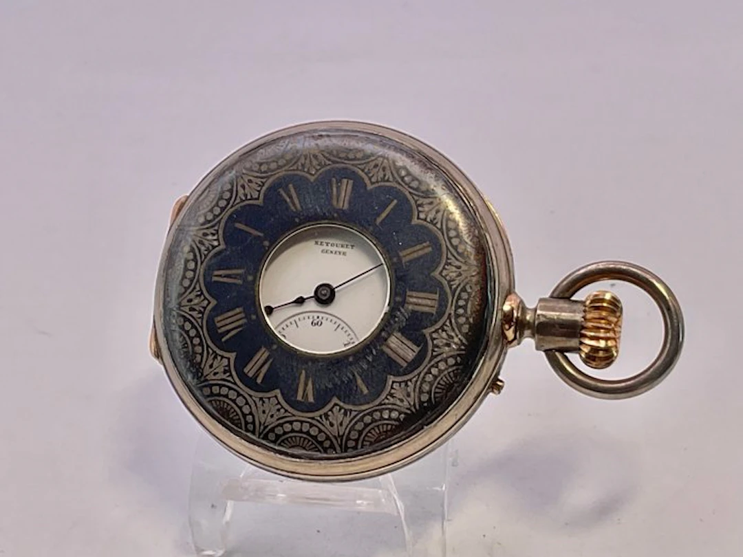 Retouret Geneve . Occhio di bue . Niellato . Argento . 1900 - 1850-1900