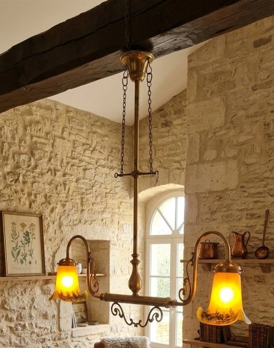 Ceiling lamp - Brass, Glass