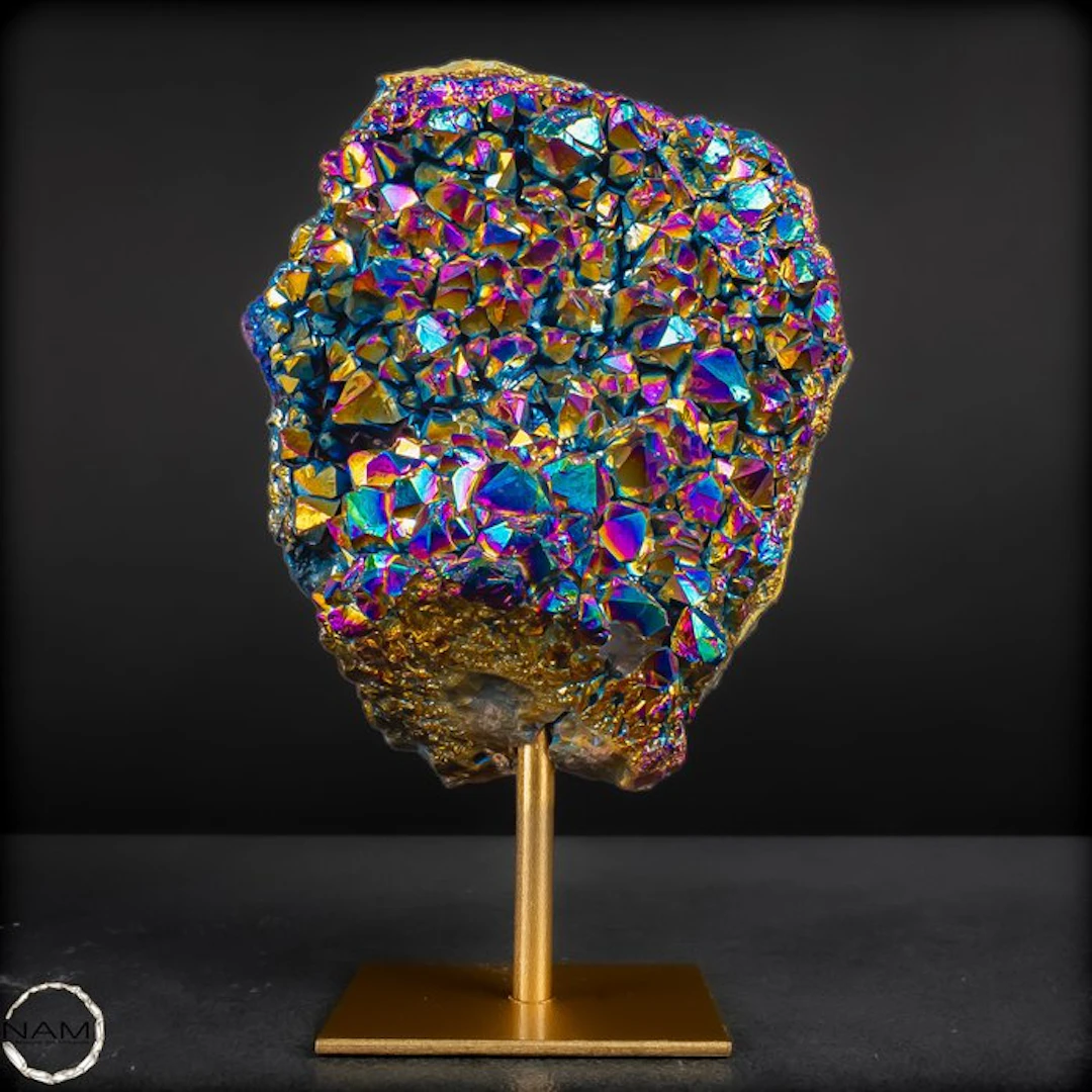 Rainbow of Energy – Aura Amethyst on a Stand. Unique- 951.95 g