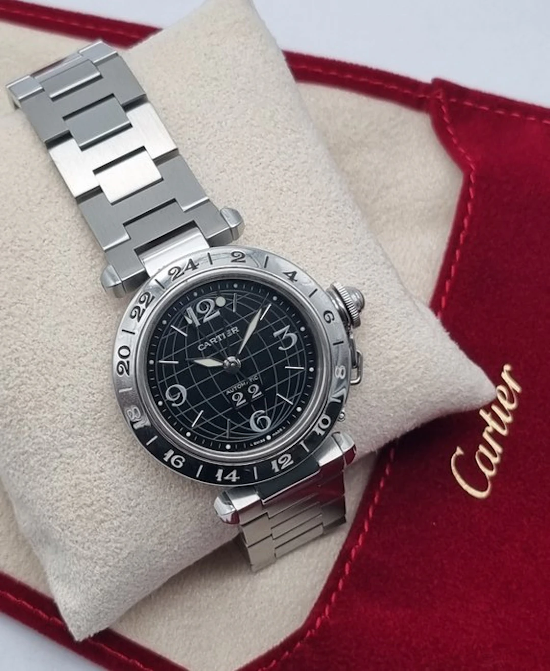 Cartier - Pasha C Mm 35 Gmt Black Dial Big Date L-Swiss-L...