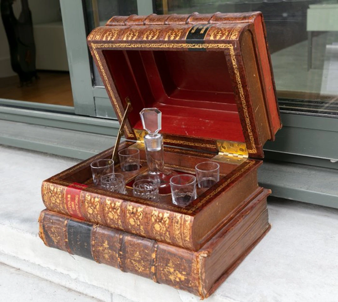 Liquor cabinet - Wood, Leather
