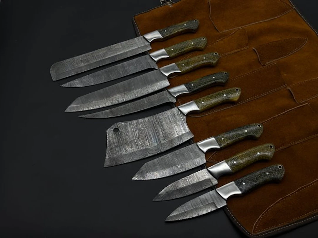 Japanese Style Kitchen Knife SET With Leather BAG...