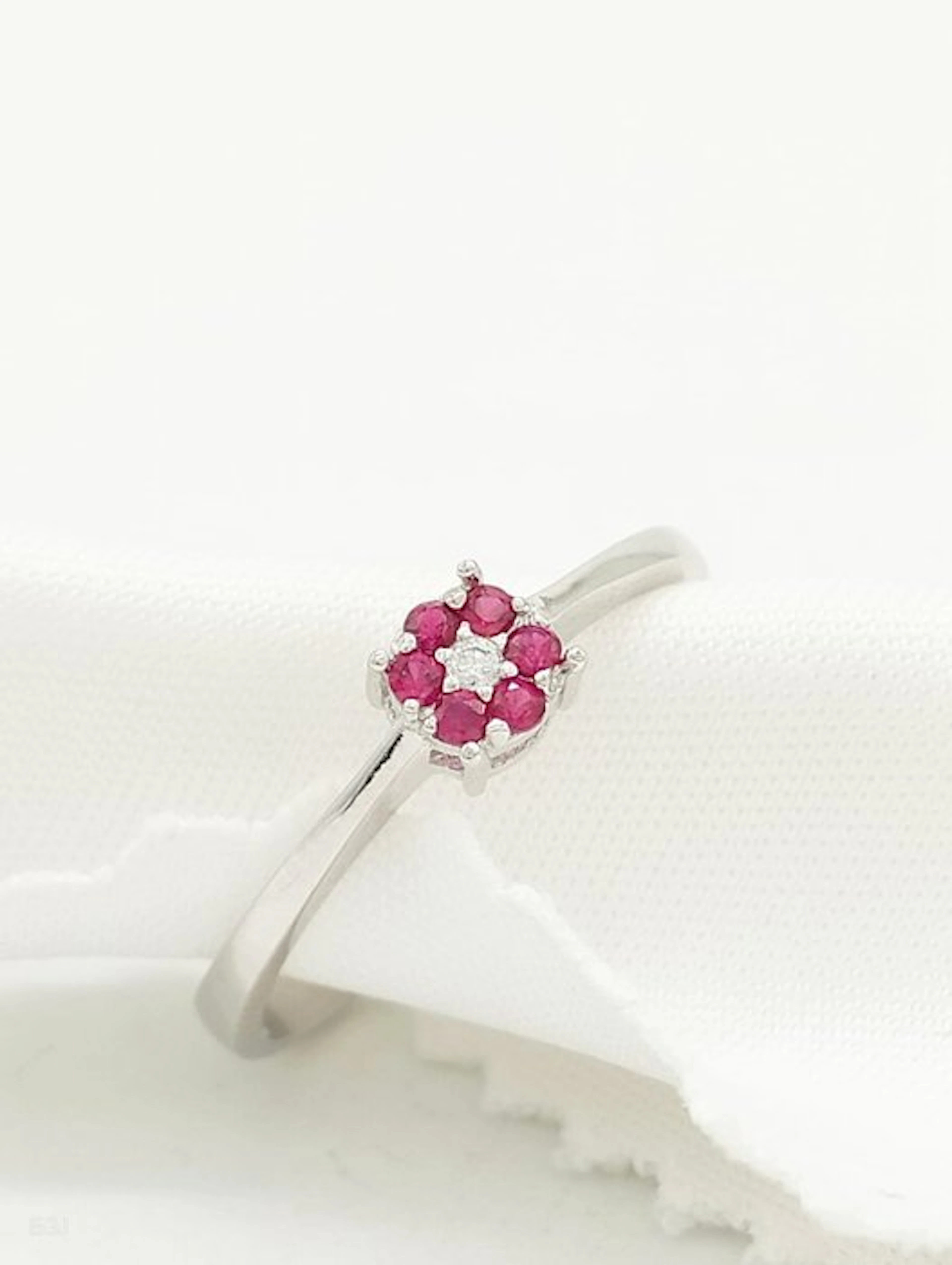 No reserve price - Cocktail ring - 14 kt. White gold Ruby - Diamond