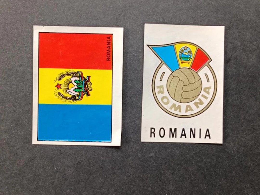Panini Mexico 70 - Romania - 2 Figurine Originali Stemma...