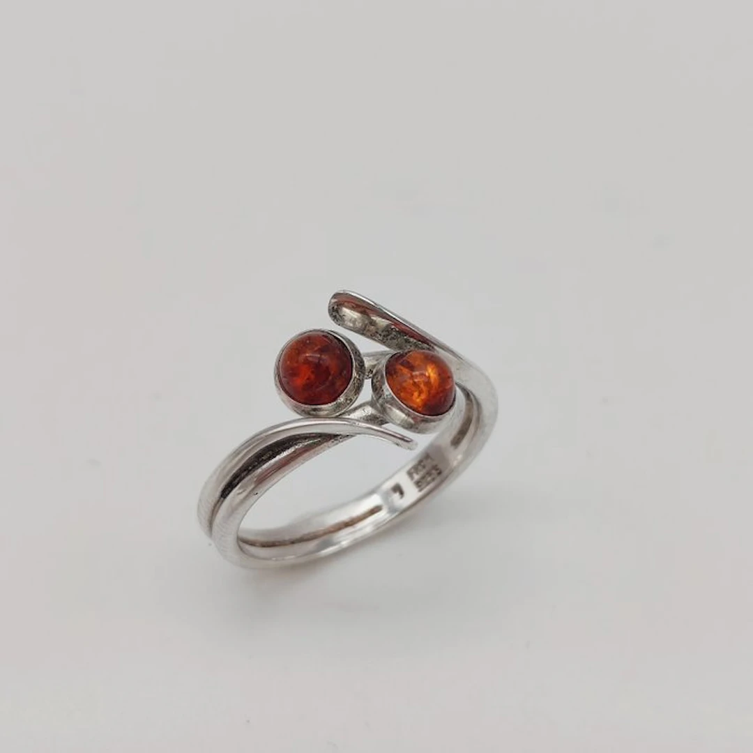 No reserve price - Niels Erik From - Ring Silver Amber