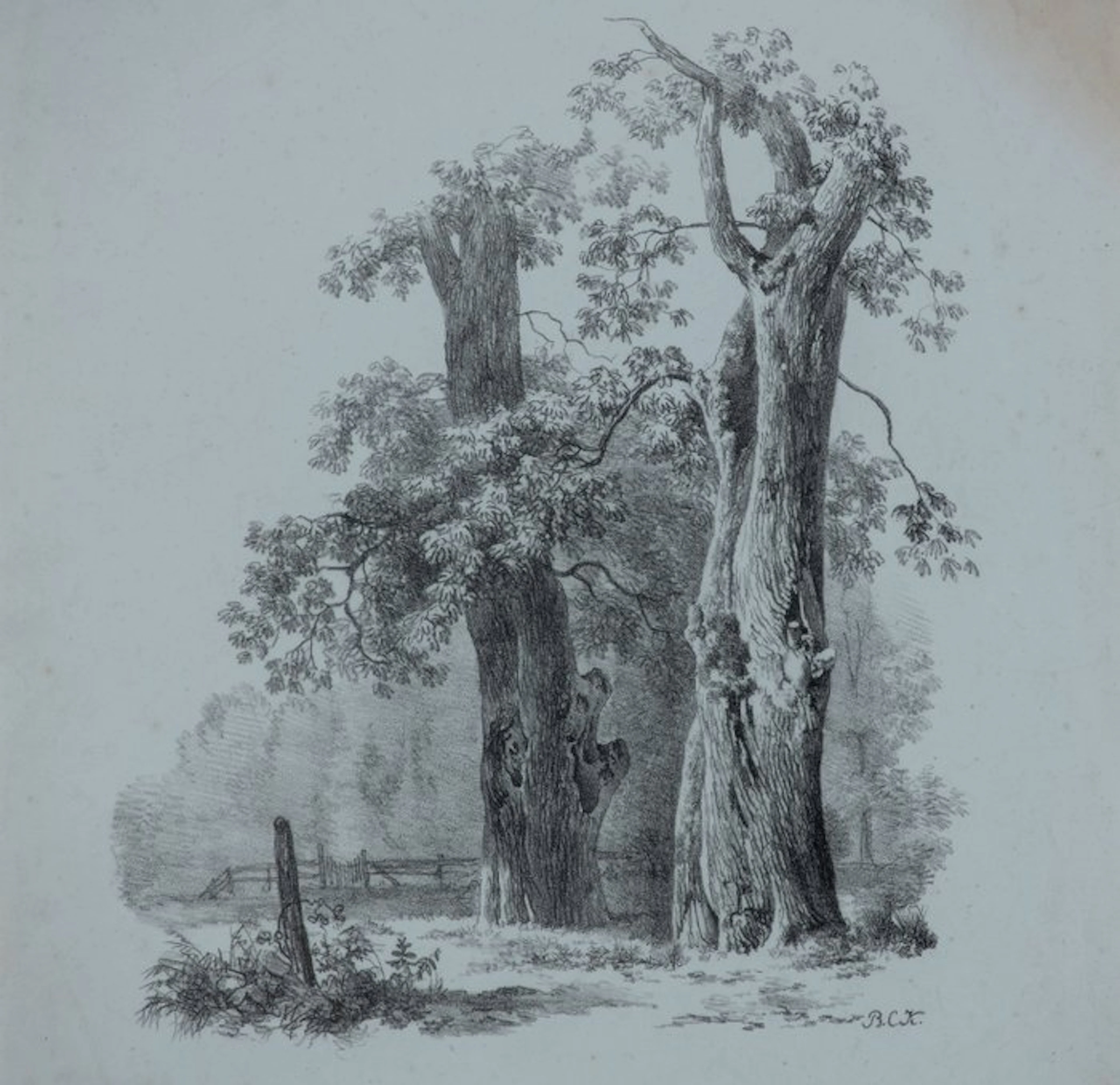 Barend Cornelis Koekkoek (1803-1862) - Bosthema Studiereis Tekening