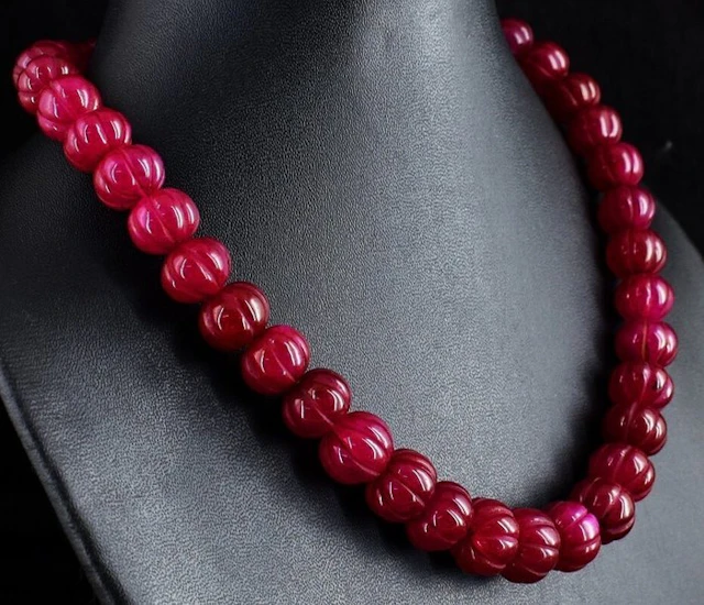 Really nice necklace handmade ruby pumpkin beads - 450 Cts. Jewellery- 90 g