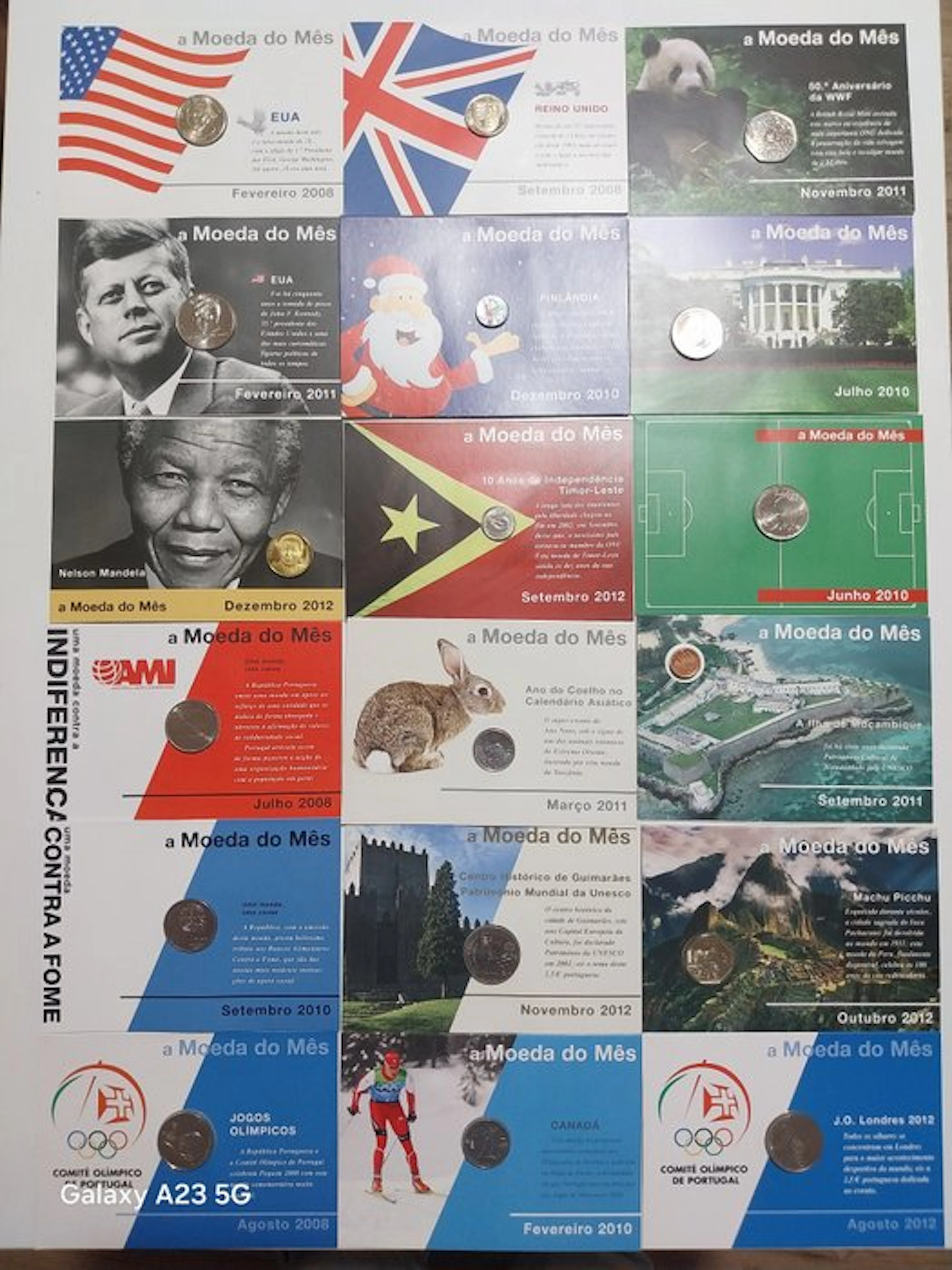 World. Collection of 18 Commemorative Coin Cards - "A...
