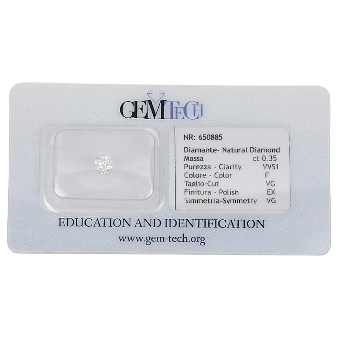 1 pcs Diamond (Natural) - 0.35 ct - Round - F - VVS1...