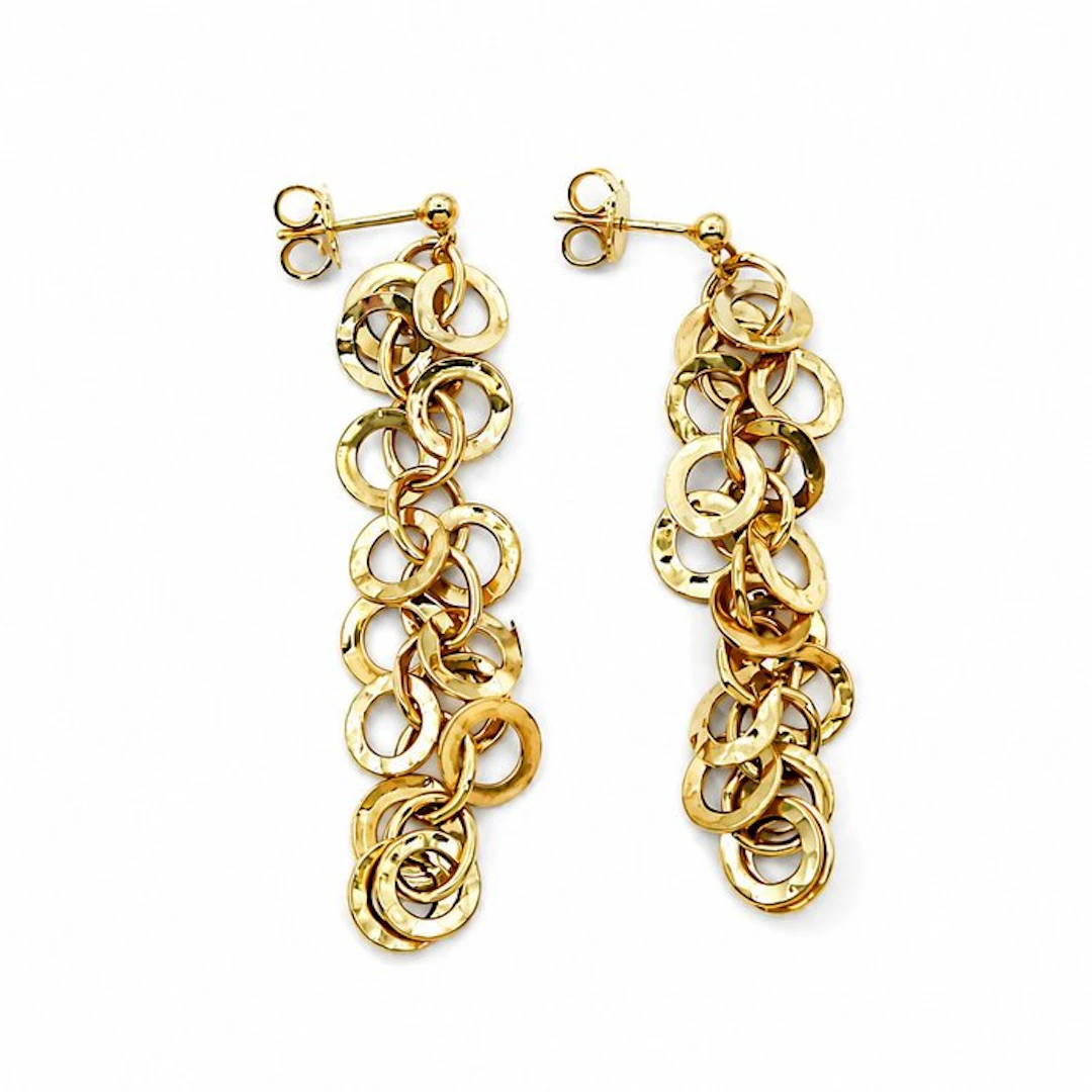 Earrings - 18 kt. Yellow gold - Made in Italy - Handmade