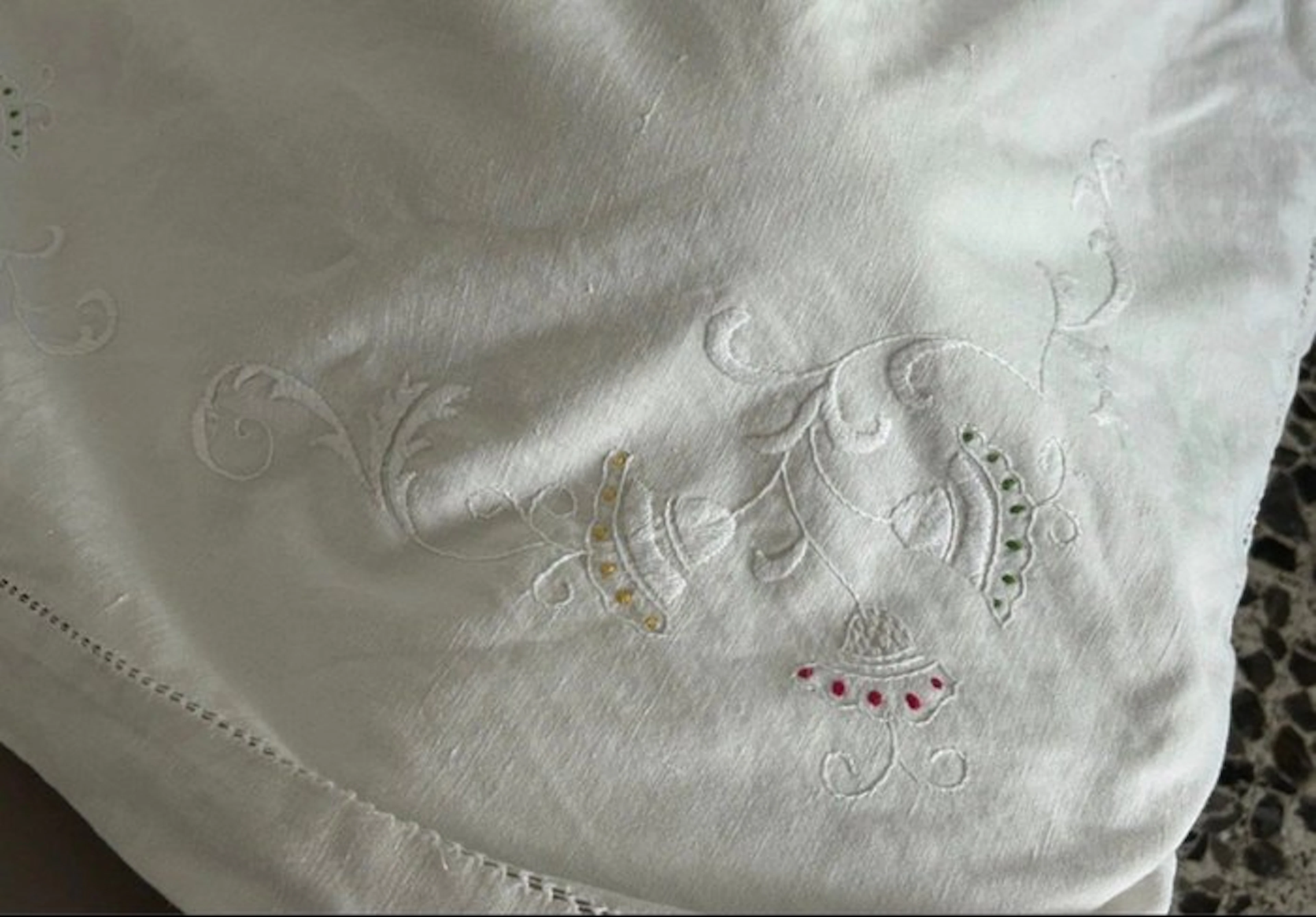 copriletto molto antico canapa ricamato - Bed sheet - 300 cm - 230 cm - Hemp