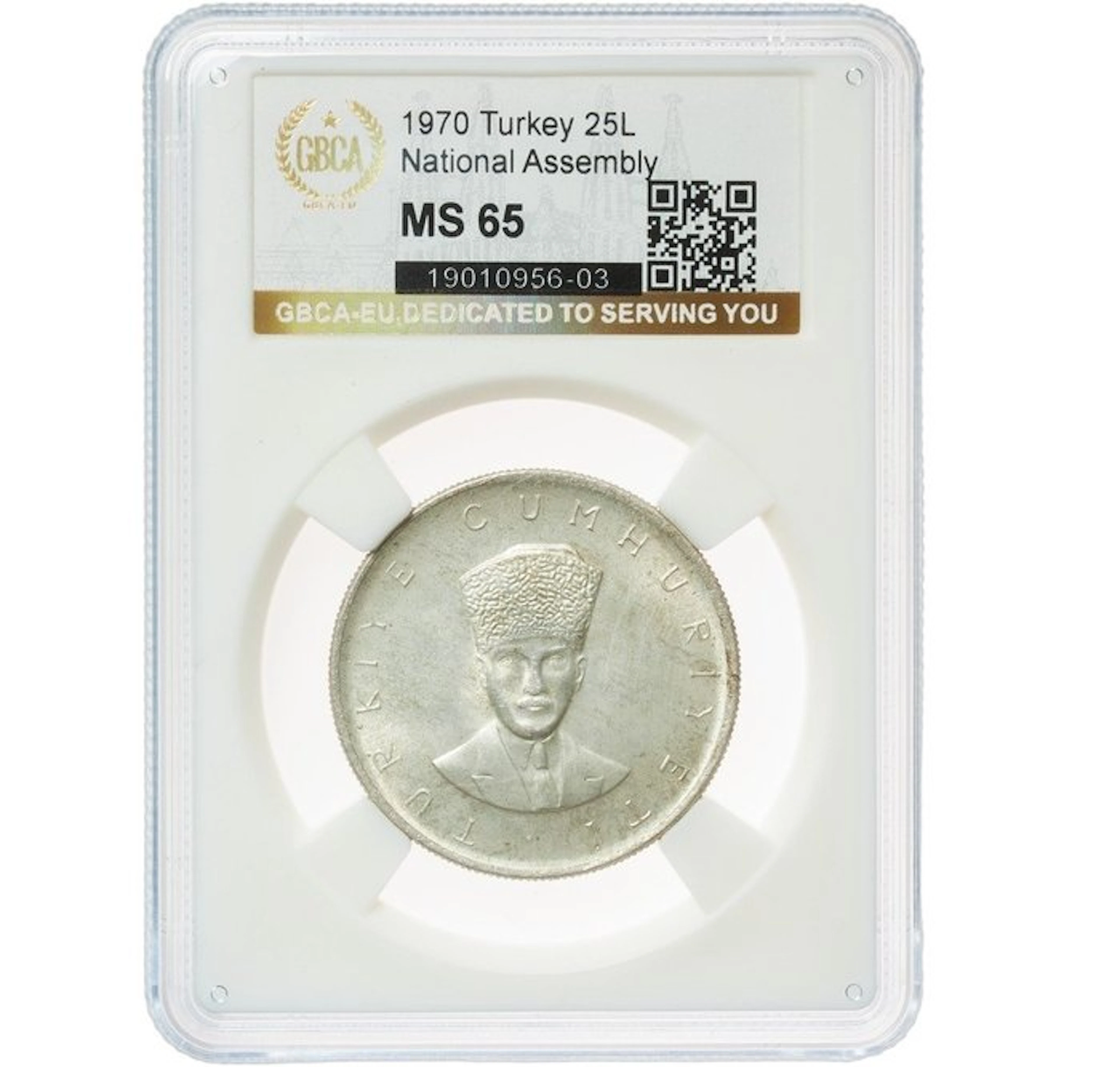 Türkiye. Republic. 25 Lira 1970 GBCA - EU MS 65 (No reserve price)