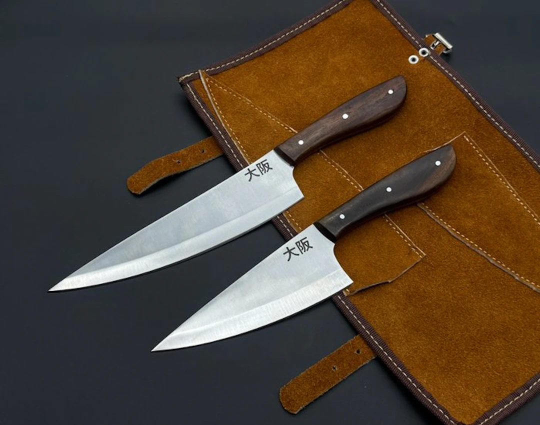Japanese Style Kitchen Knife SET With Leather BAG...