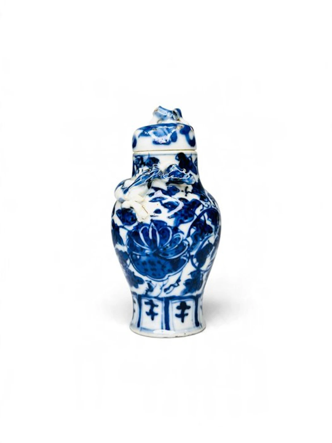 Lidded vase in cobalt blue porcelain. - China - Qing Dynasty (1644-1911)
