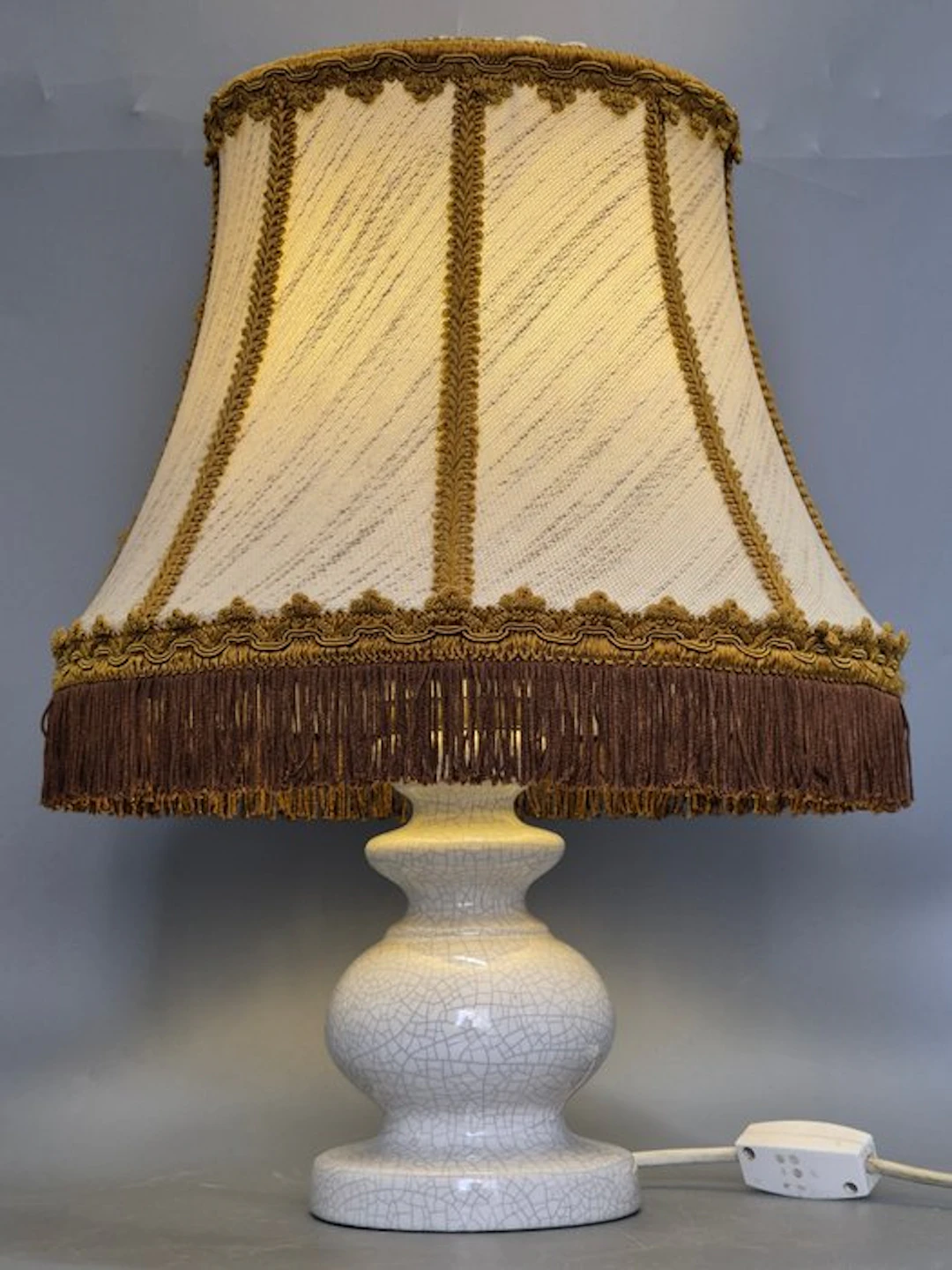 Denz Tischlampe – Keramik Craquelé & Textilschirm - Table lamp - Textile