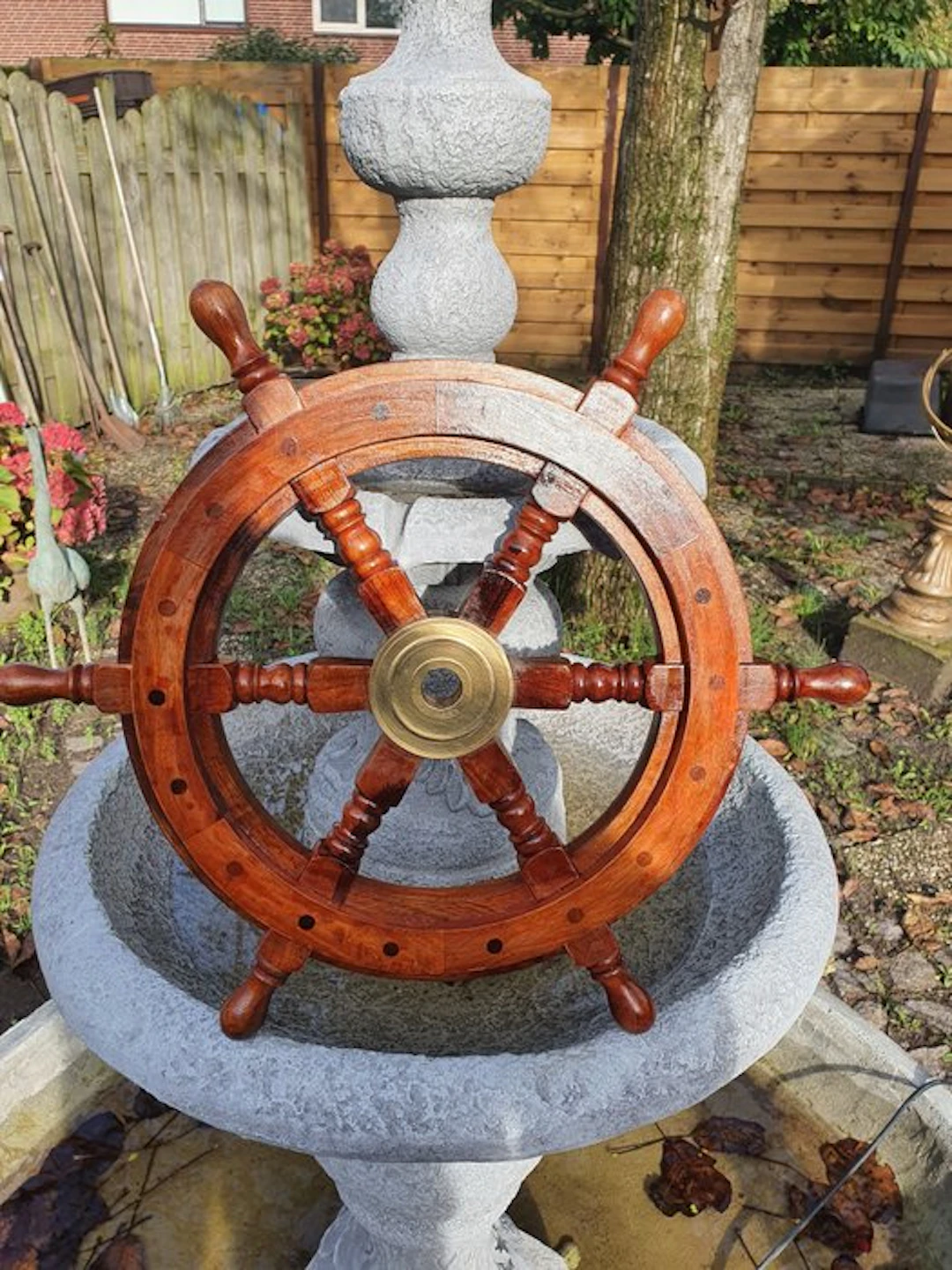 Maritime object - Wood- Wooden steering wheel