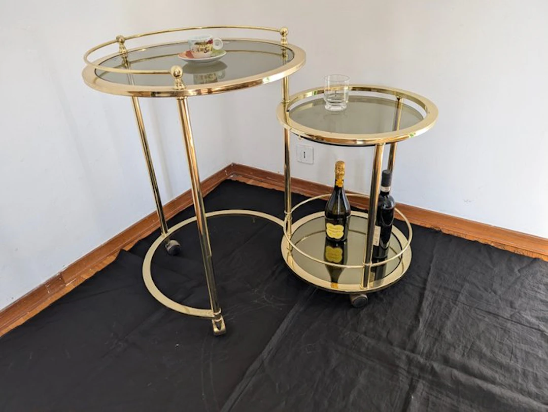 Serving trolley - Brass, Crystal - Morex