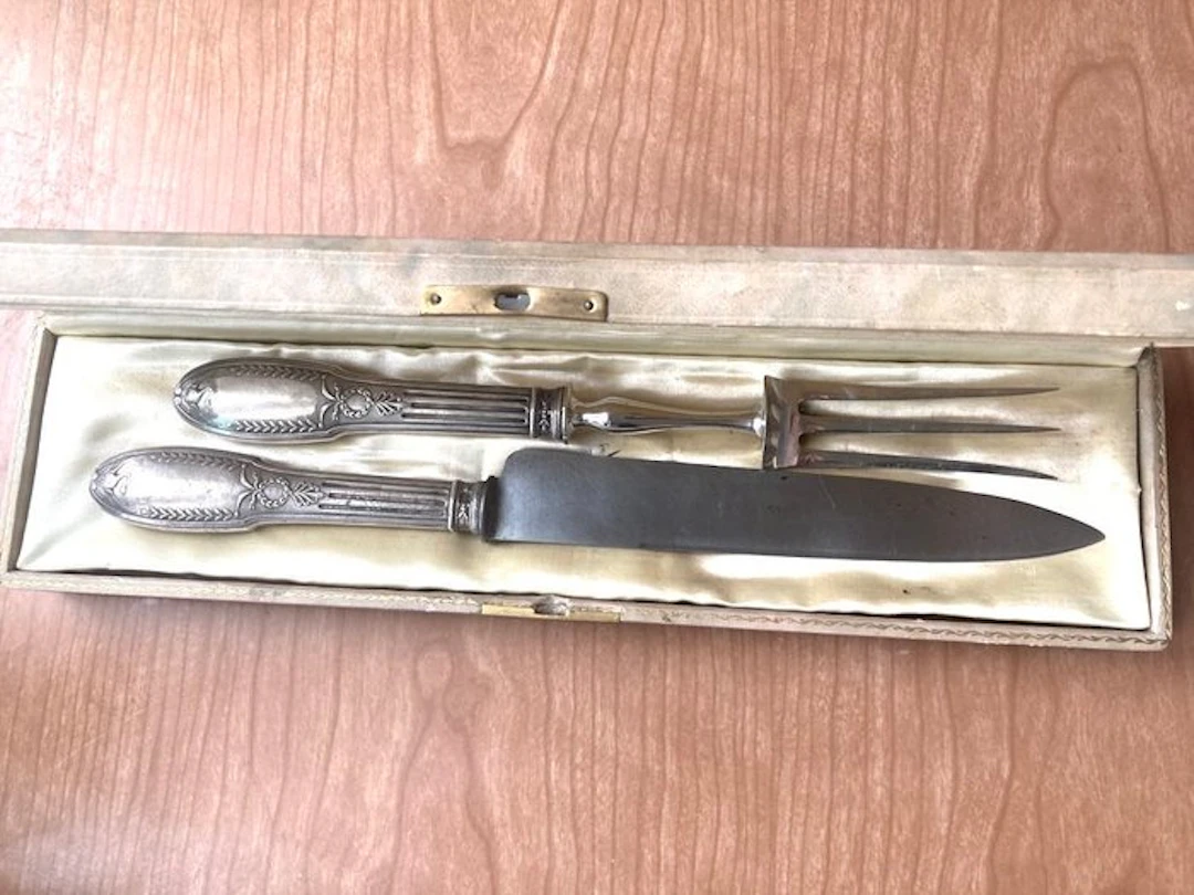Cutlery set - .950 silver - Solid silver with Minerva mark