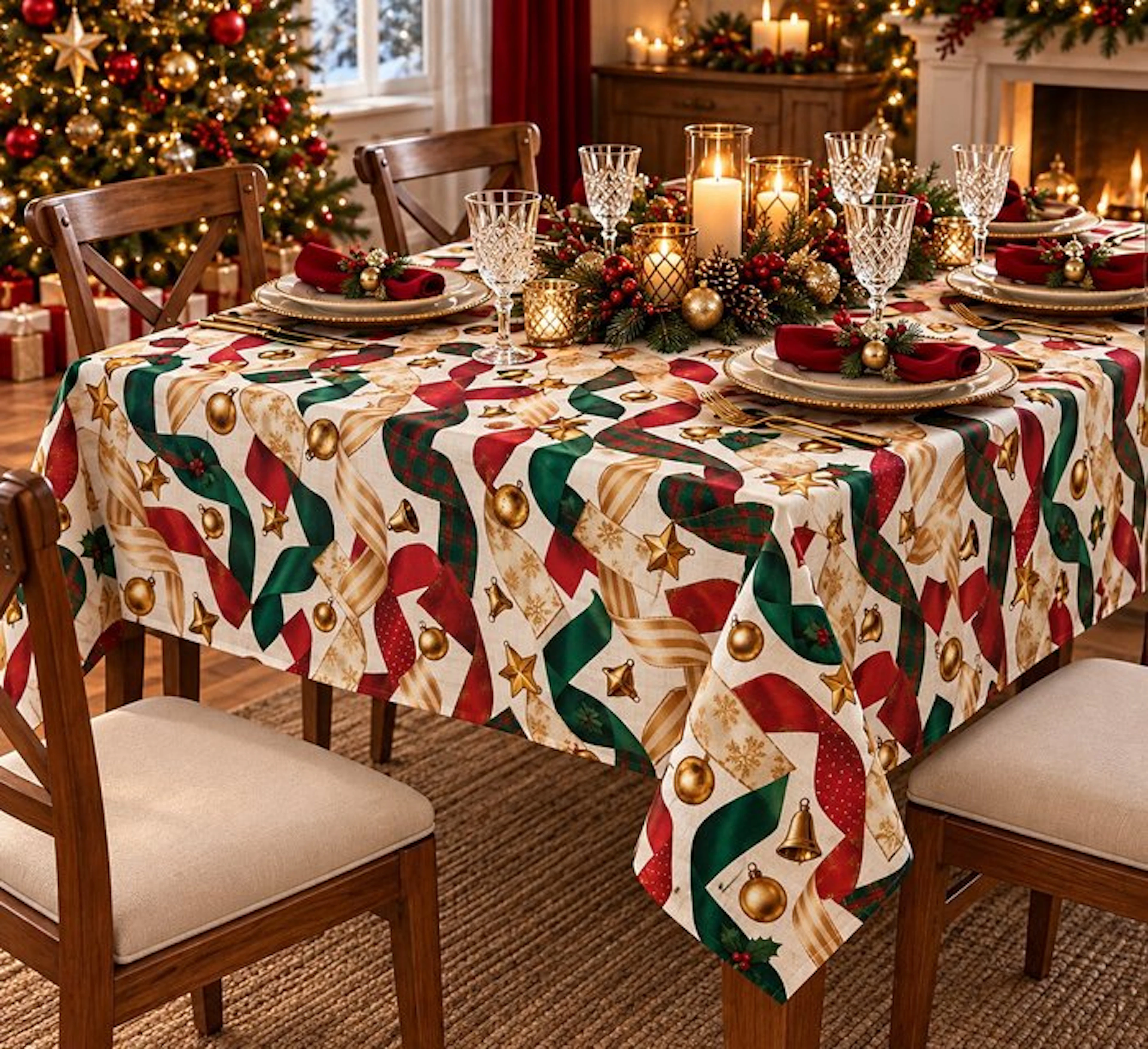 Golden Ribbons – Christmas Magic - Tablecloth - 150 cm - 300 cm