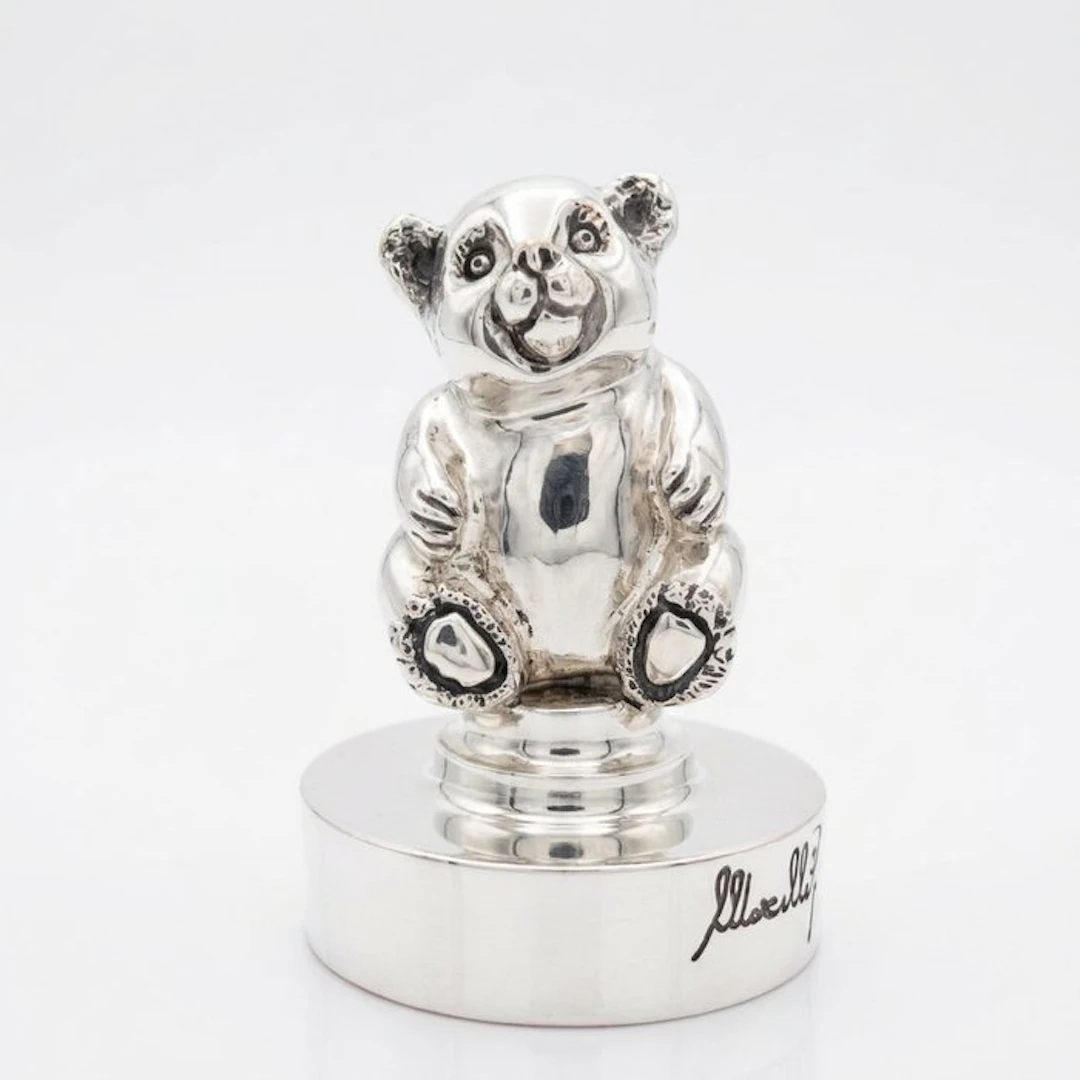 Marcello Giorgio - Sculpture, Orso - 8 cm - Silverplated