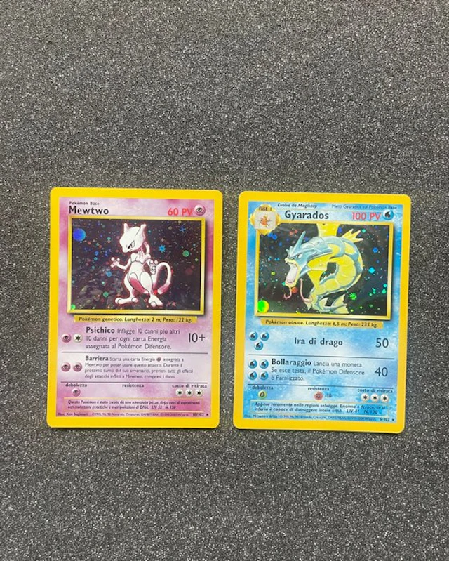 Pokémon - 2 Card - Mewtwo, Gyarados 10/102 6/102 Foil - WOTC - Base set