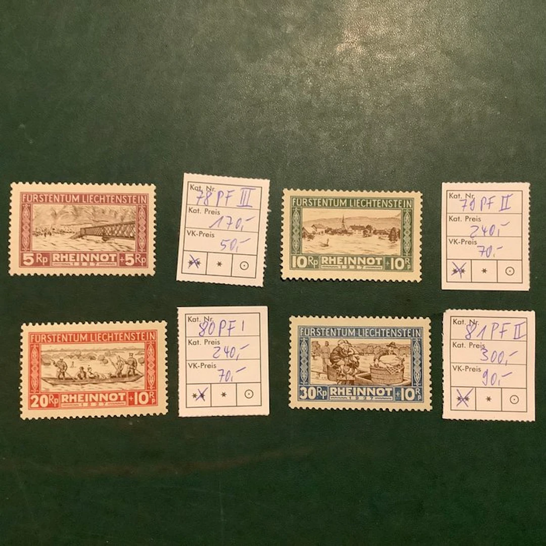 Liechtenstein 1928 - Rheinnot: complete issue and every...