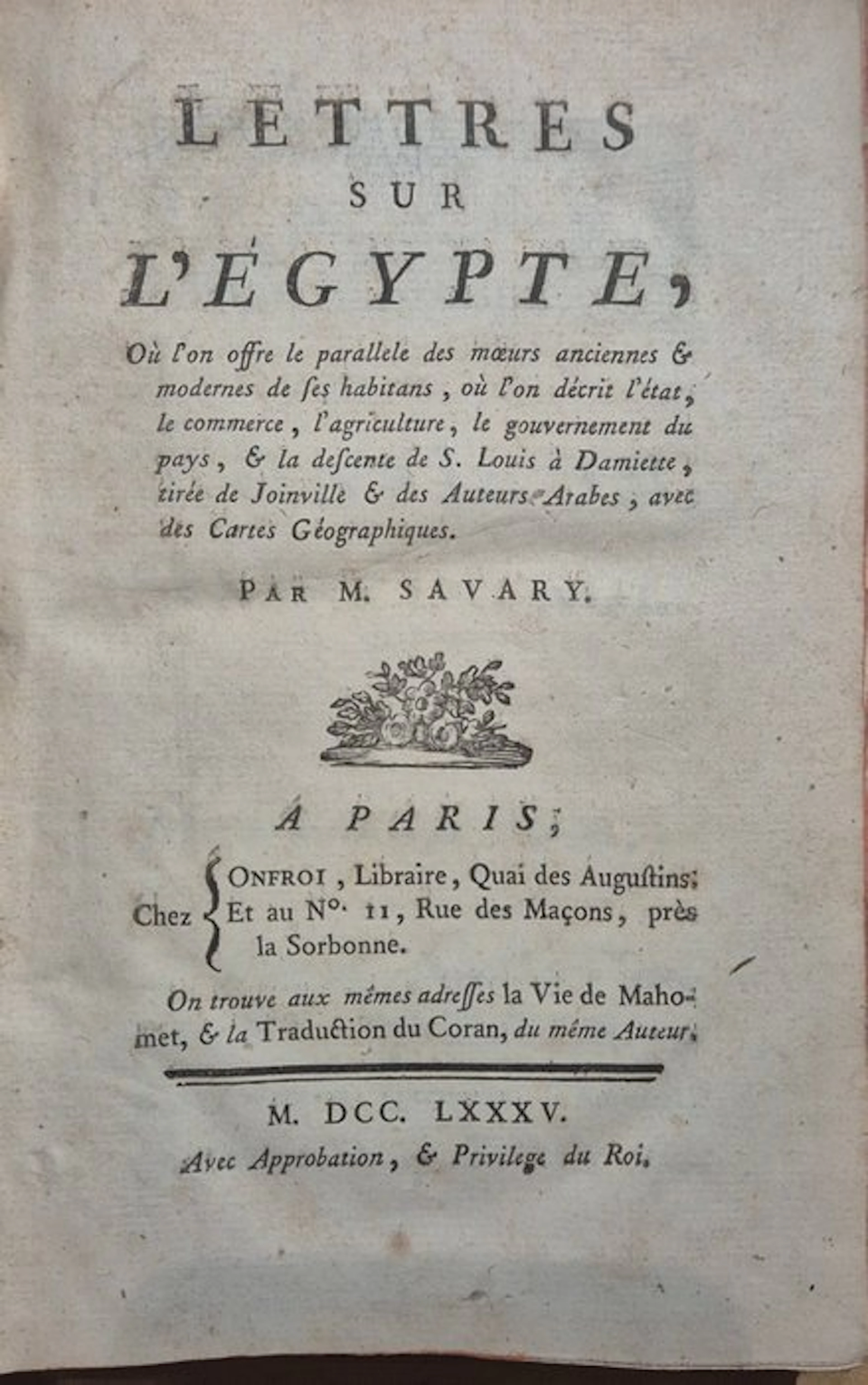 Claude Savary - Lettres sur l'Égypte - 1785