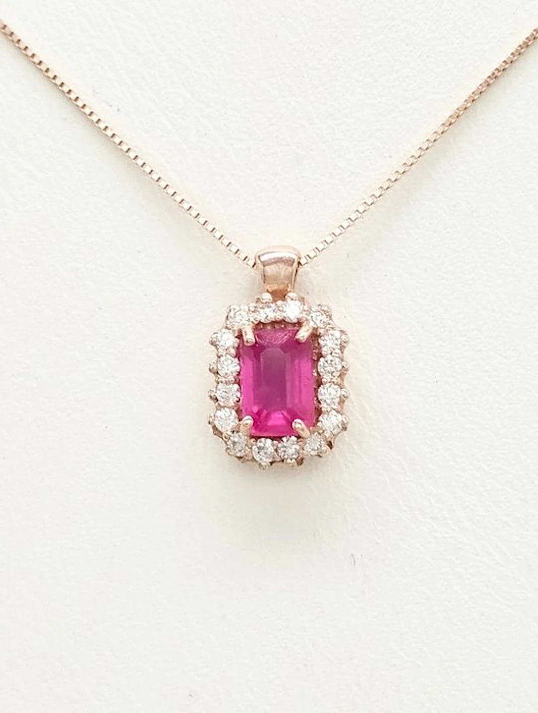 No reserve price - Necklace - 14 kt. Rose gold Ruby - Diamond