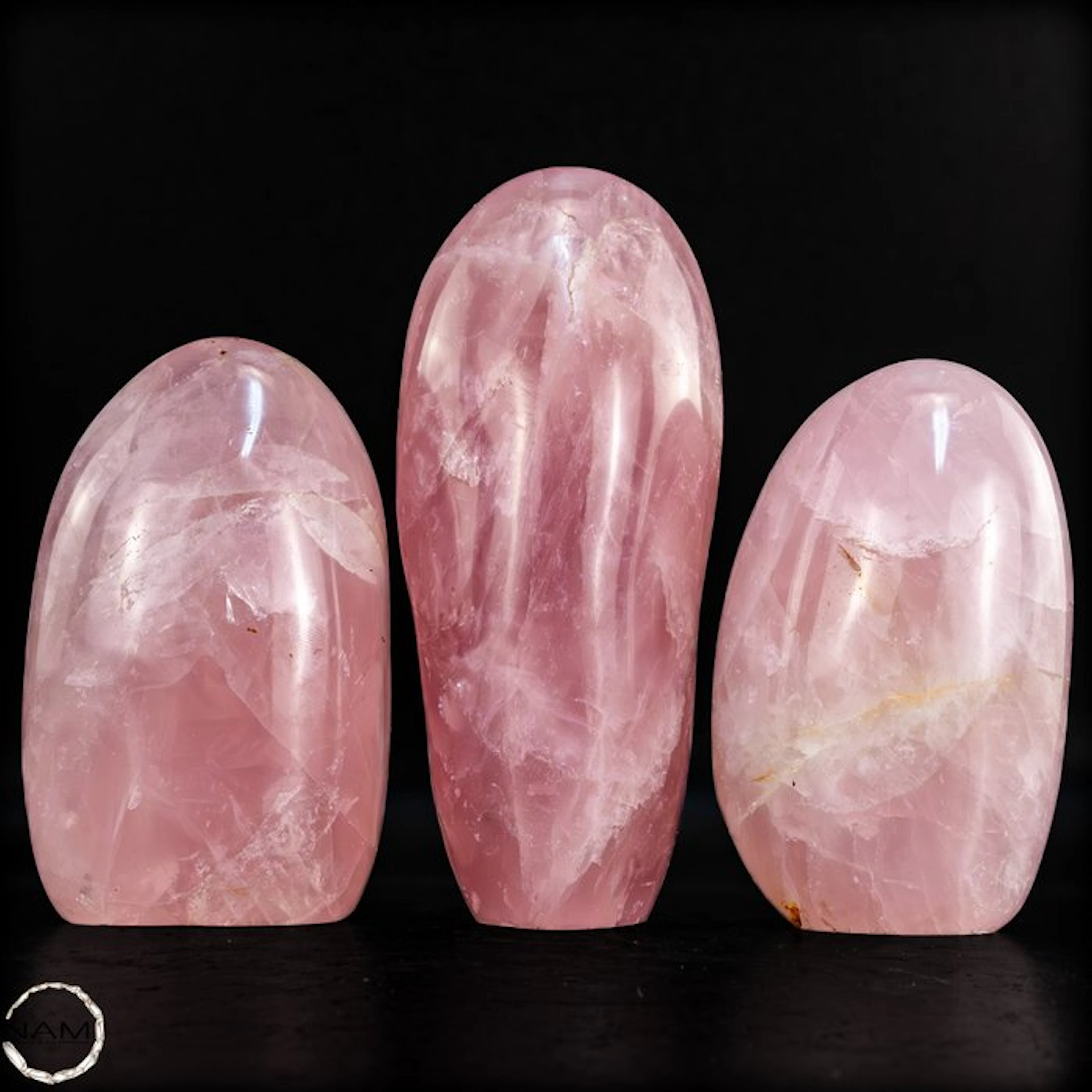 Rose Quartz Set – three hand-polished free-form shapes...