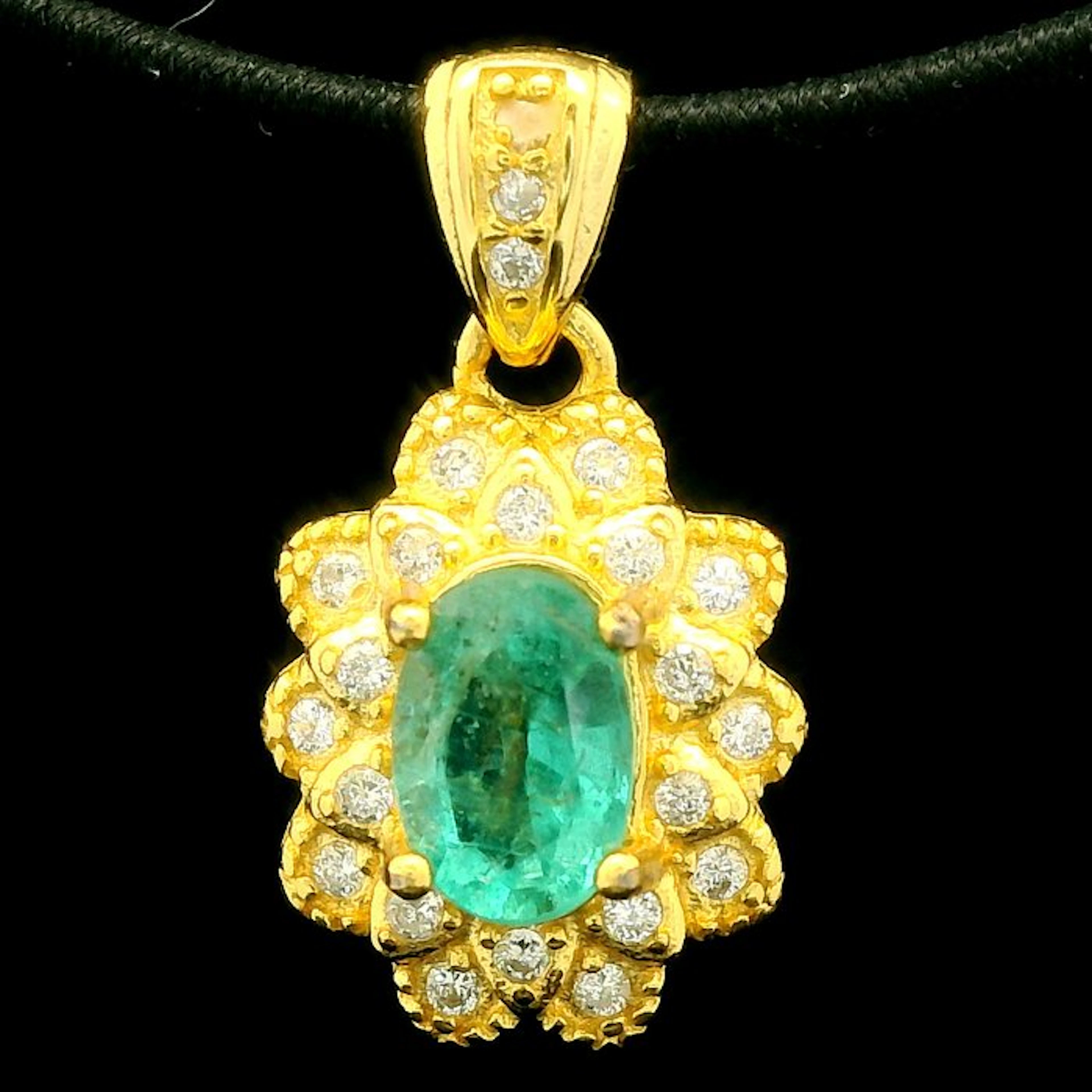 Emerald - Silver, S925 Silver Emerald pendant - Pendant