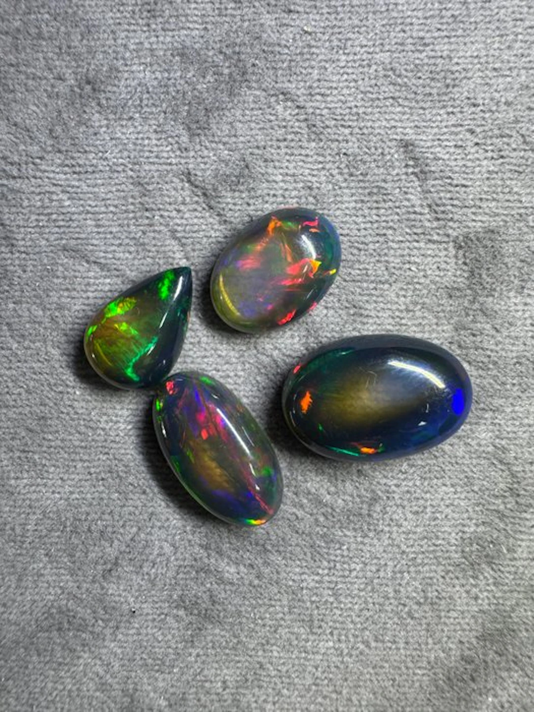 Lot of 4 natural black opals from Ethiopia
