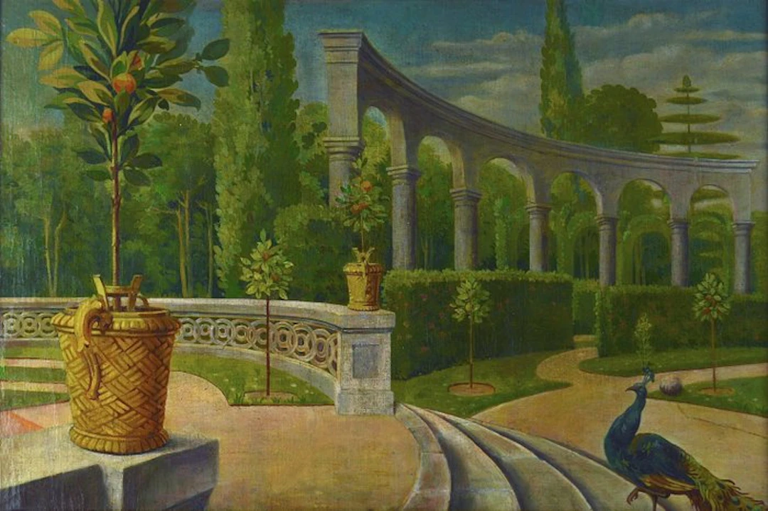 École Française vers 1930. - Parc à l’Italienne.
