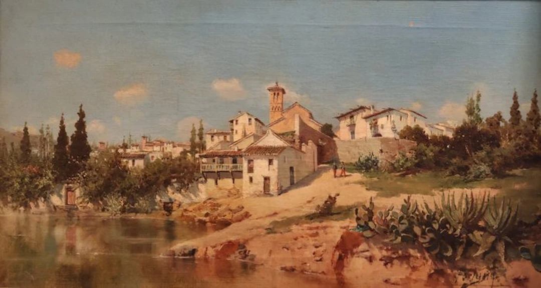 Italian school (XIX) - Veduta di Paese