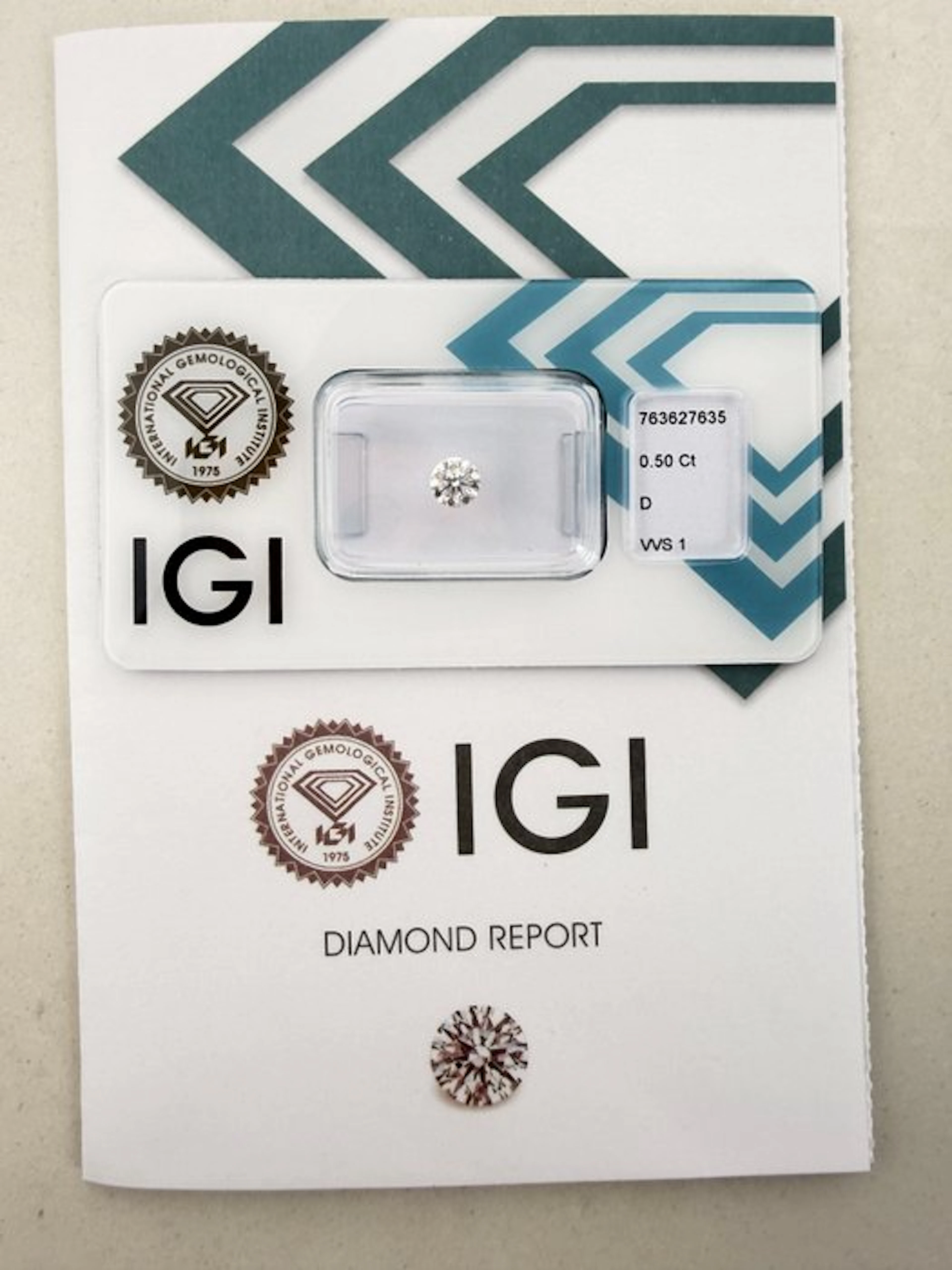 1 pcs Diamond (Natural) - 0.50 ct - Round - D...