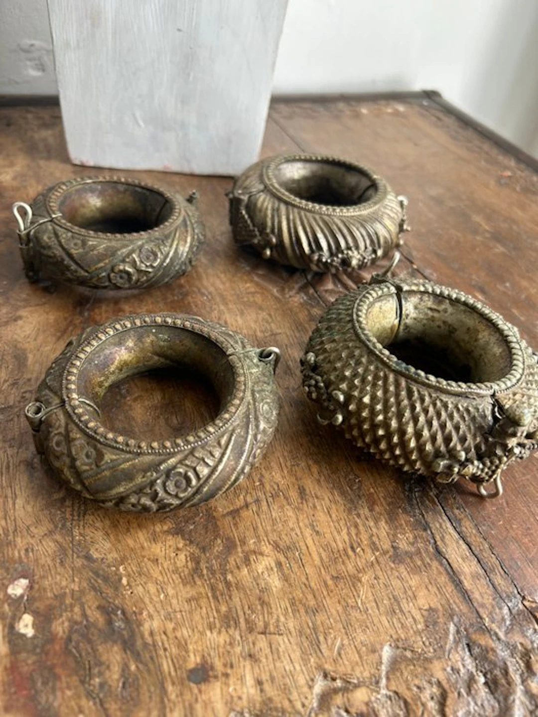 4 Anklets - white metal - India - first half 20th century