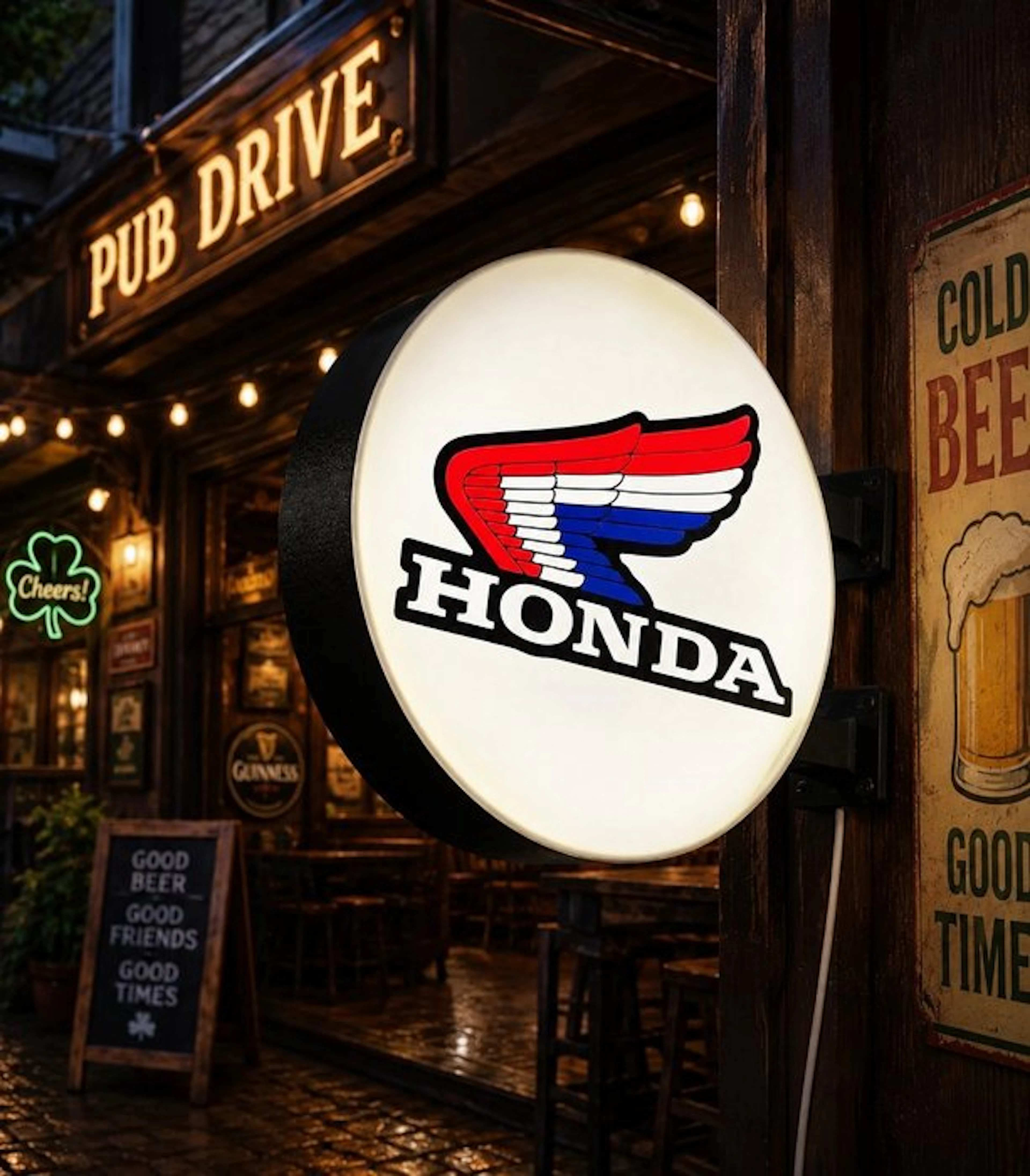 Honda - Honda sign - Lighted sign - Plastic