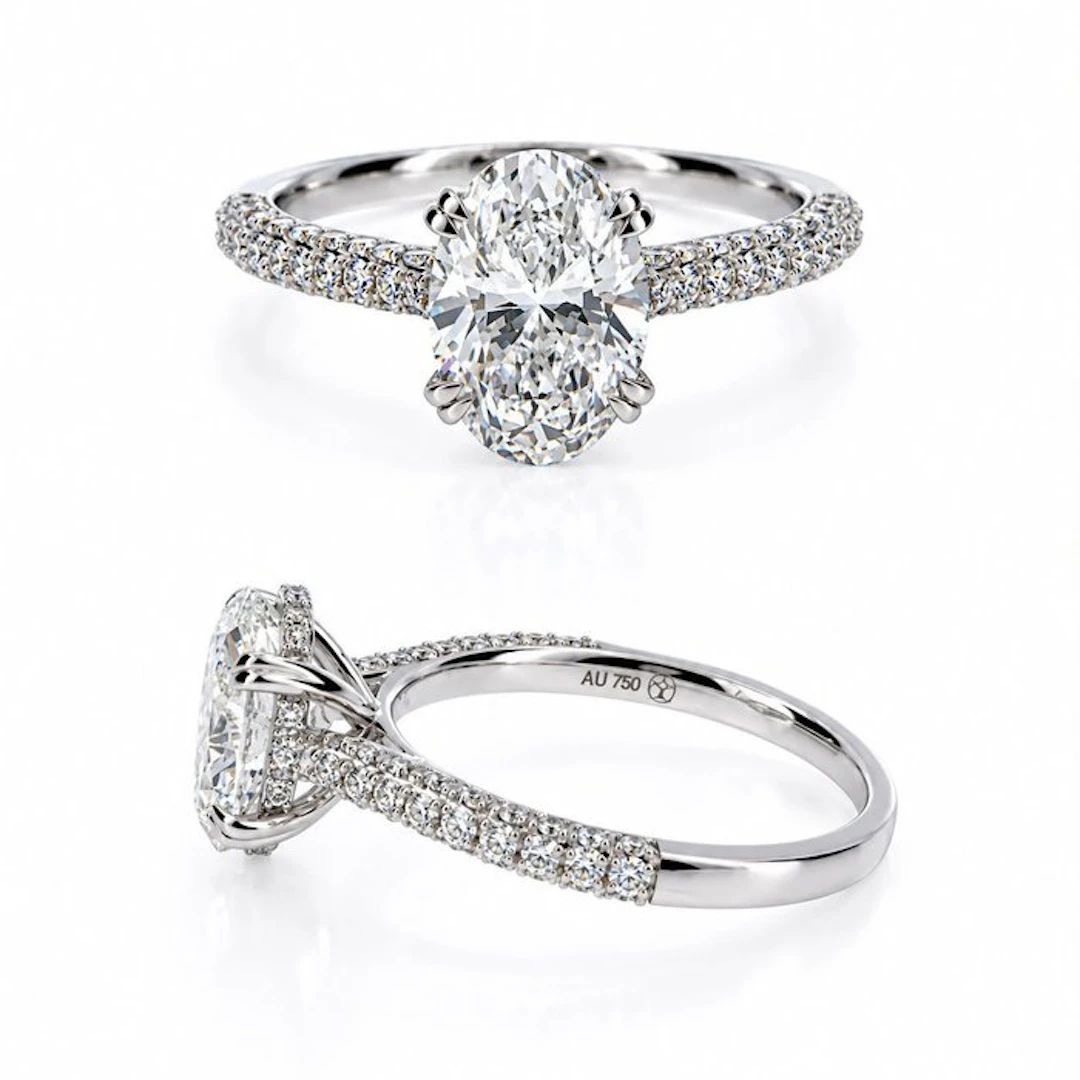 Ring - 18 kt. White gold - 3.04ct. tw. Diamond (Lab-grown) - Diamond