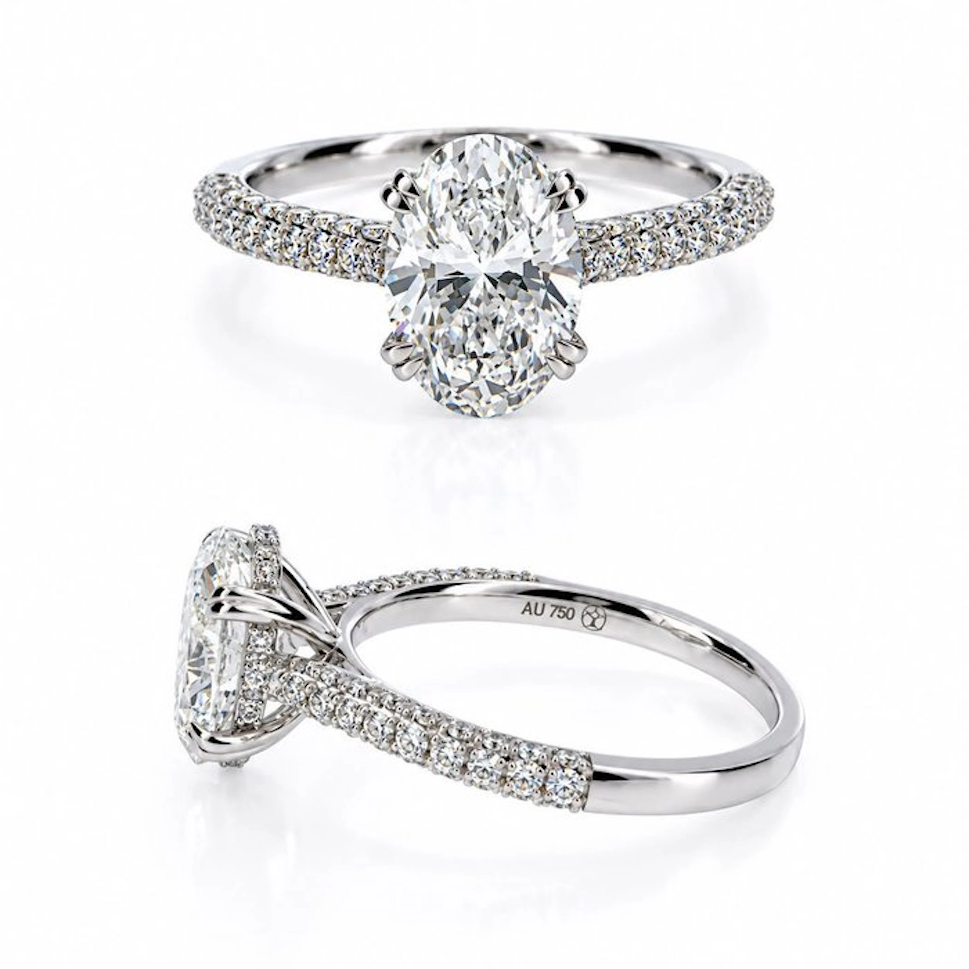 Ring - 18 kt. White gold - 3.04ct. tw. Diamond (Lab-grown) - Diamond