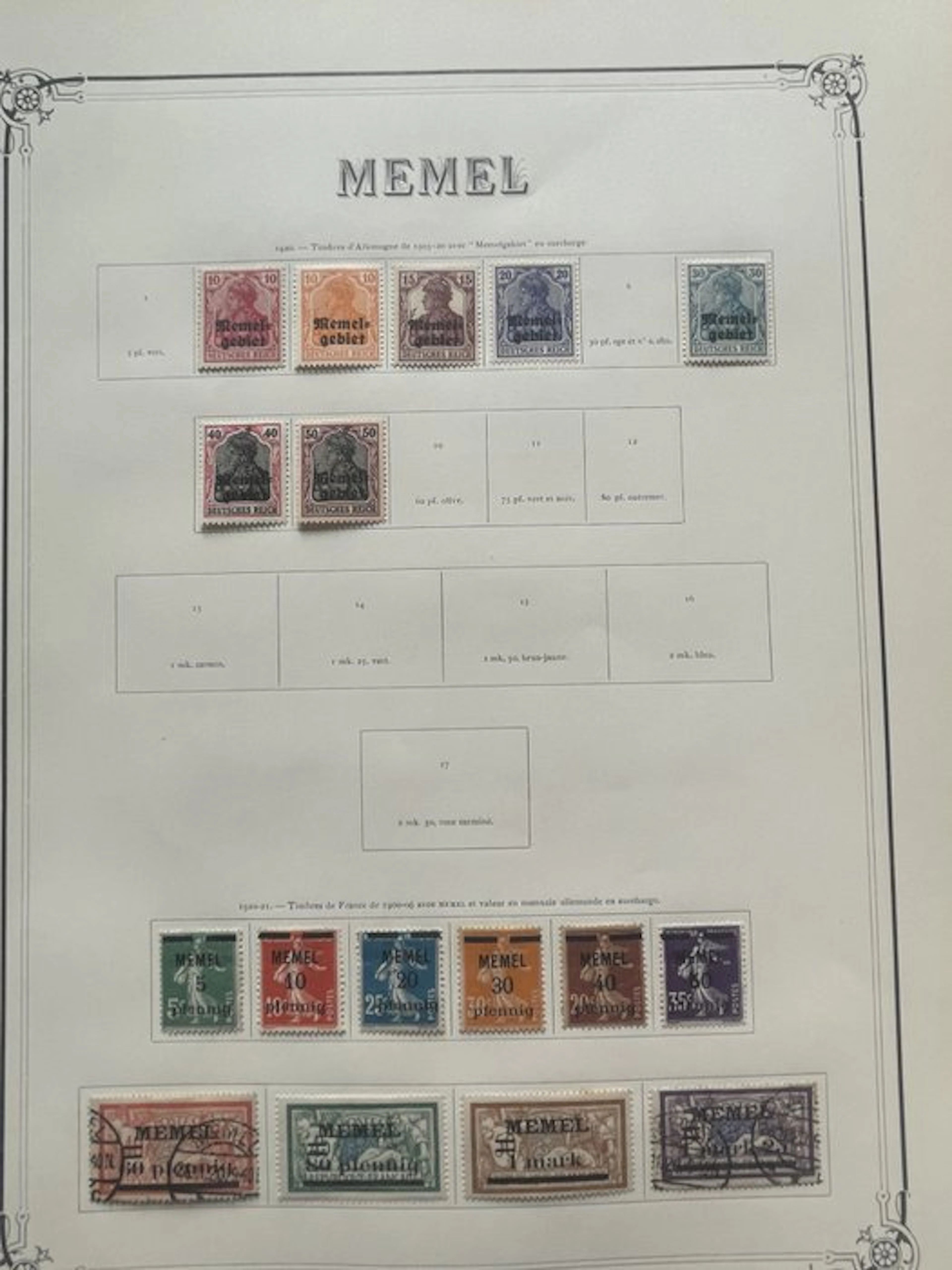 Memel - stamp collection