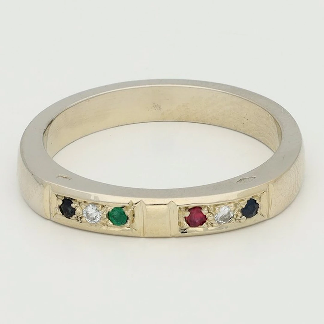 Ring - 18 kt. White gold Diamond (Natural) - Sapphire